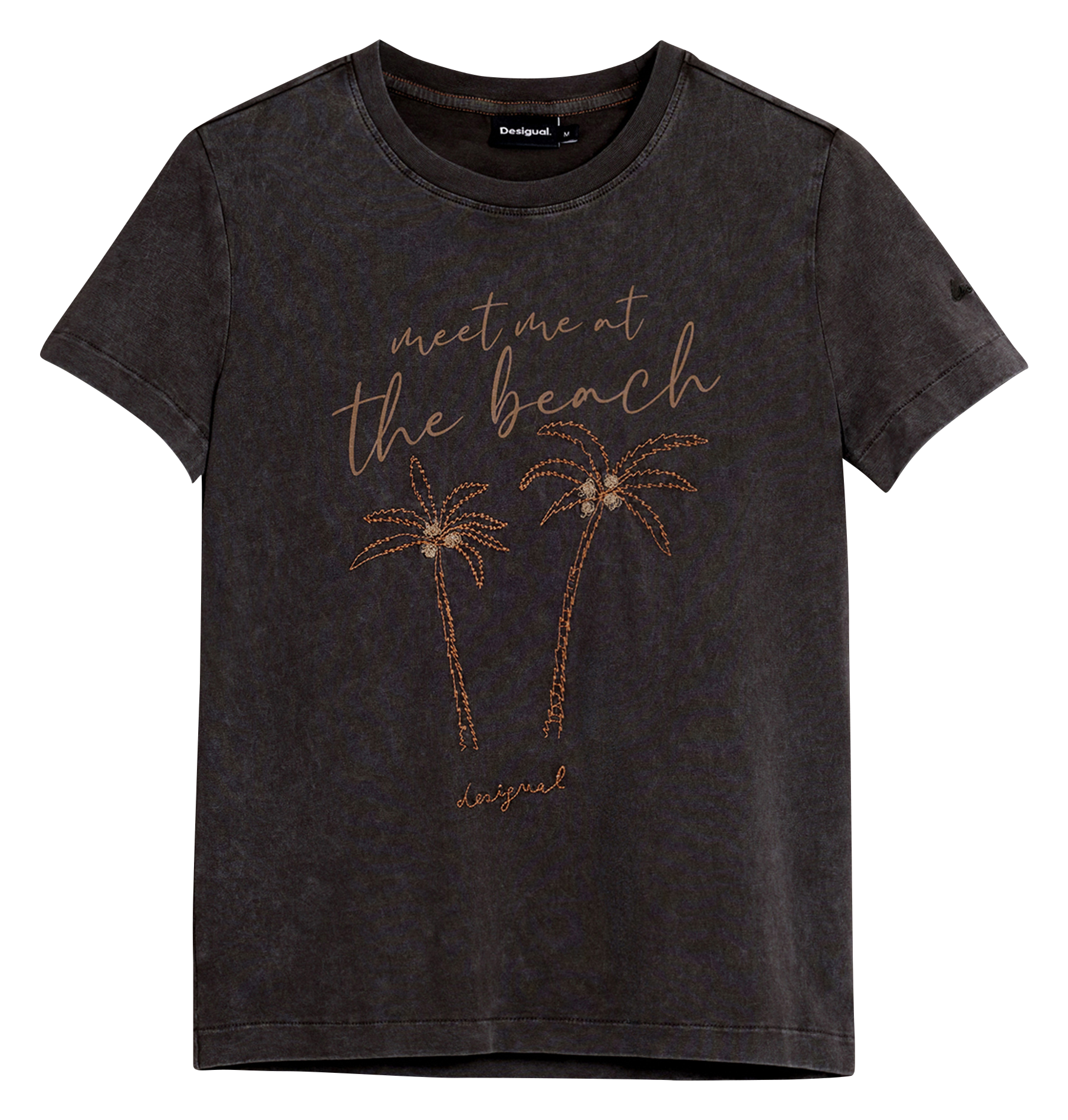 Tee-shirt droit à broderies en coton DESIGUAL Noir