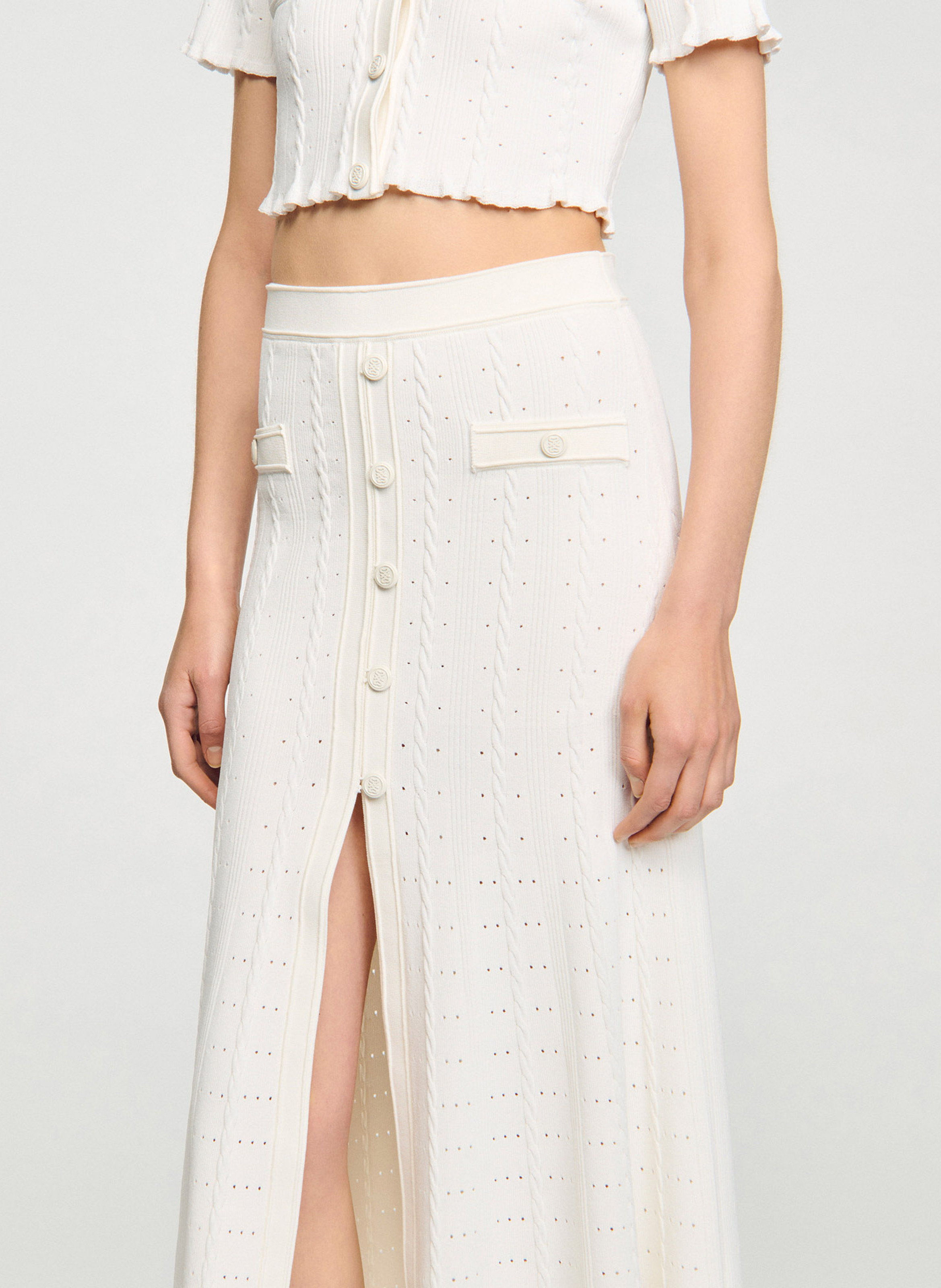 Jupe midi  SANDRO Blanc