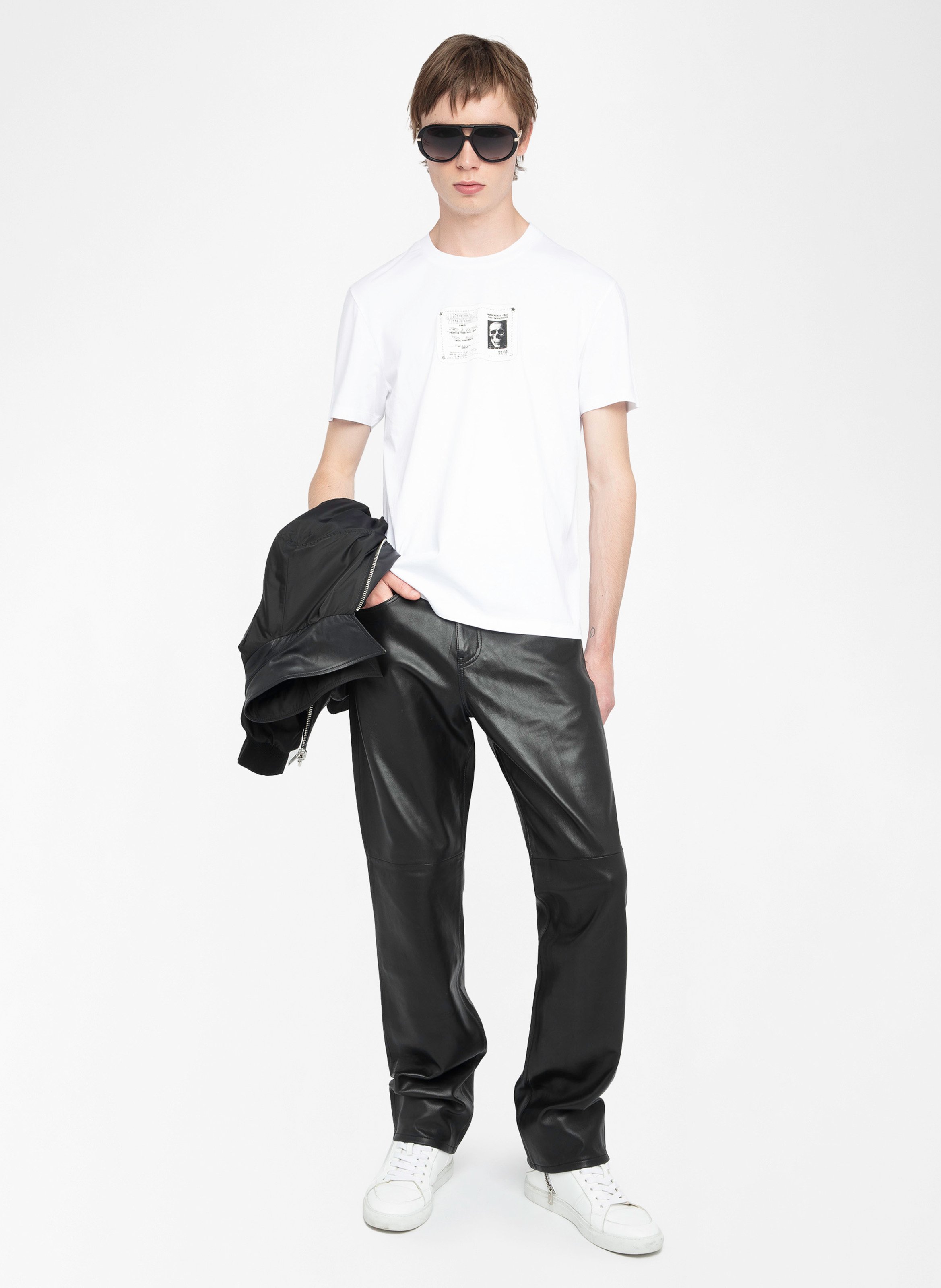 Tee-shirt col rond imprimé en coton ZADIG&amp;VOLTAIRE Blanc