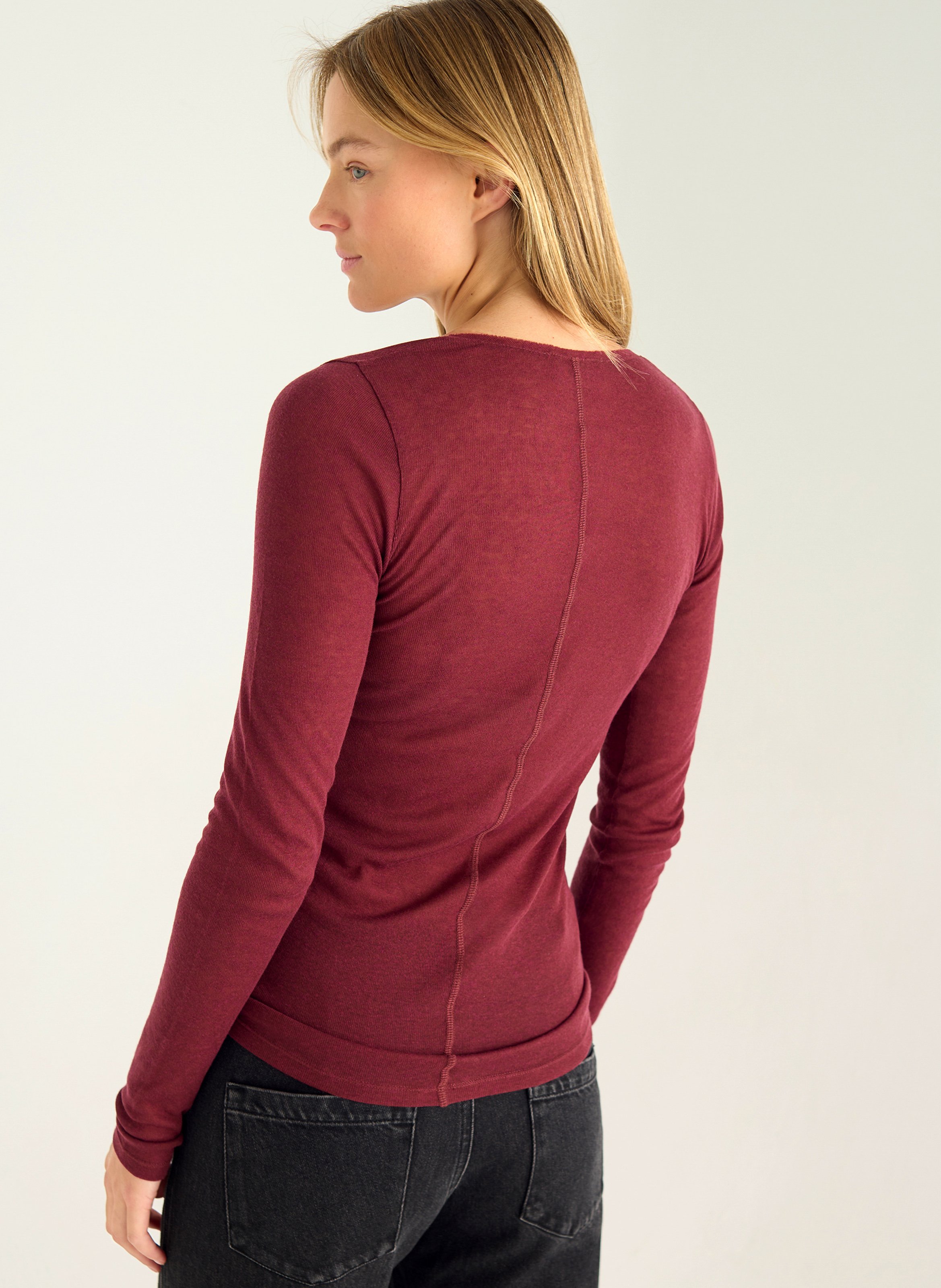 Einfarbiges langärmliges T-Shirt ACOTE Rot