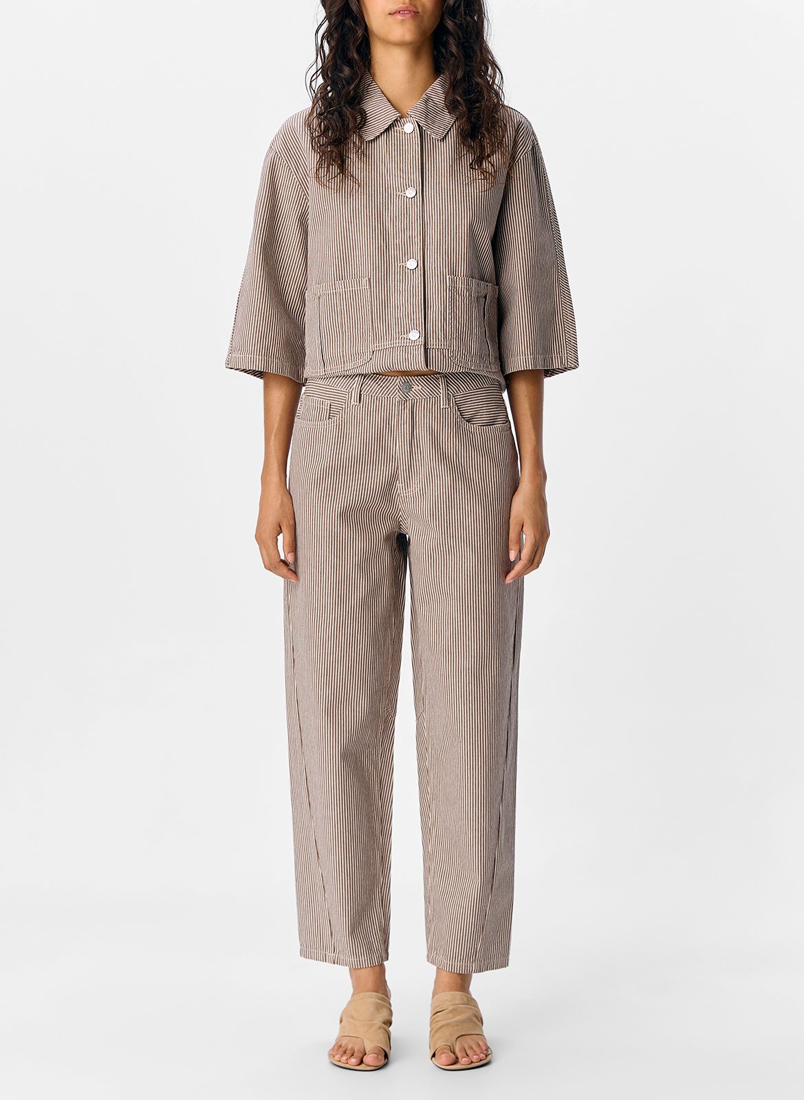 Jean droit en coton OBJECT Marron