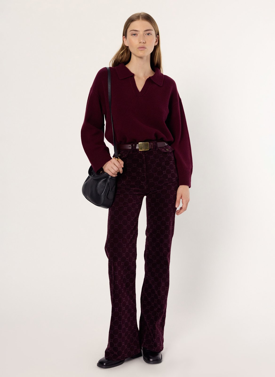 Effen trui met rijgdetail aan de hals en lange mouw GERARD DAREL Rood