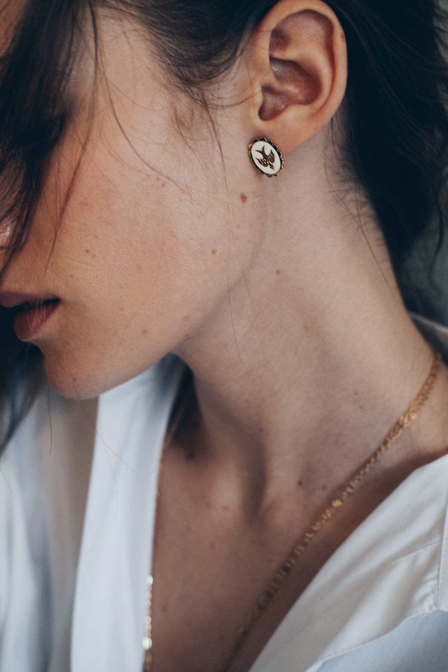 Silver-plated dove stud earrings MONSIEUR SIMONE Silver