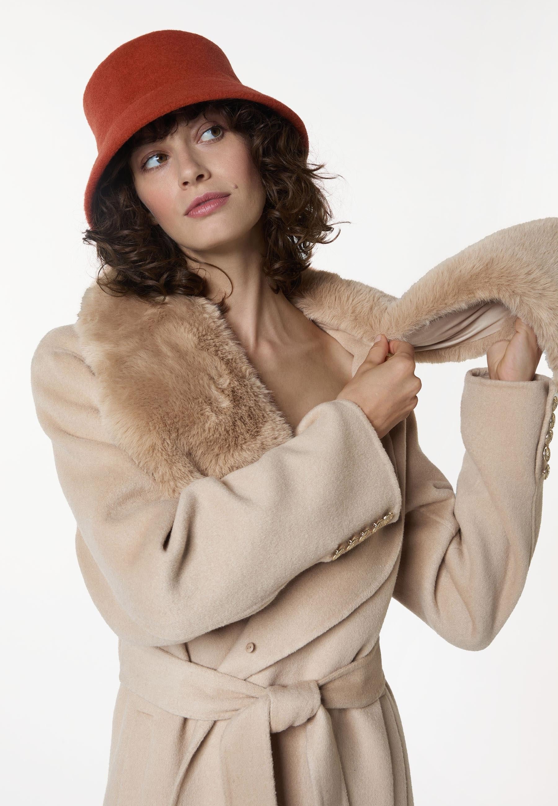 Wool coat with faux fur collar RODIER Beige