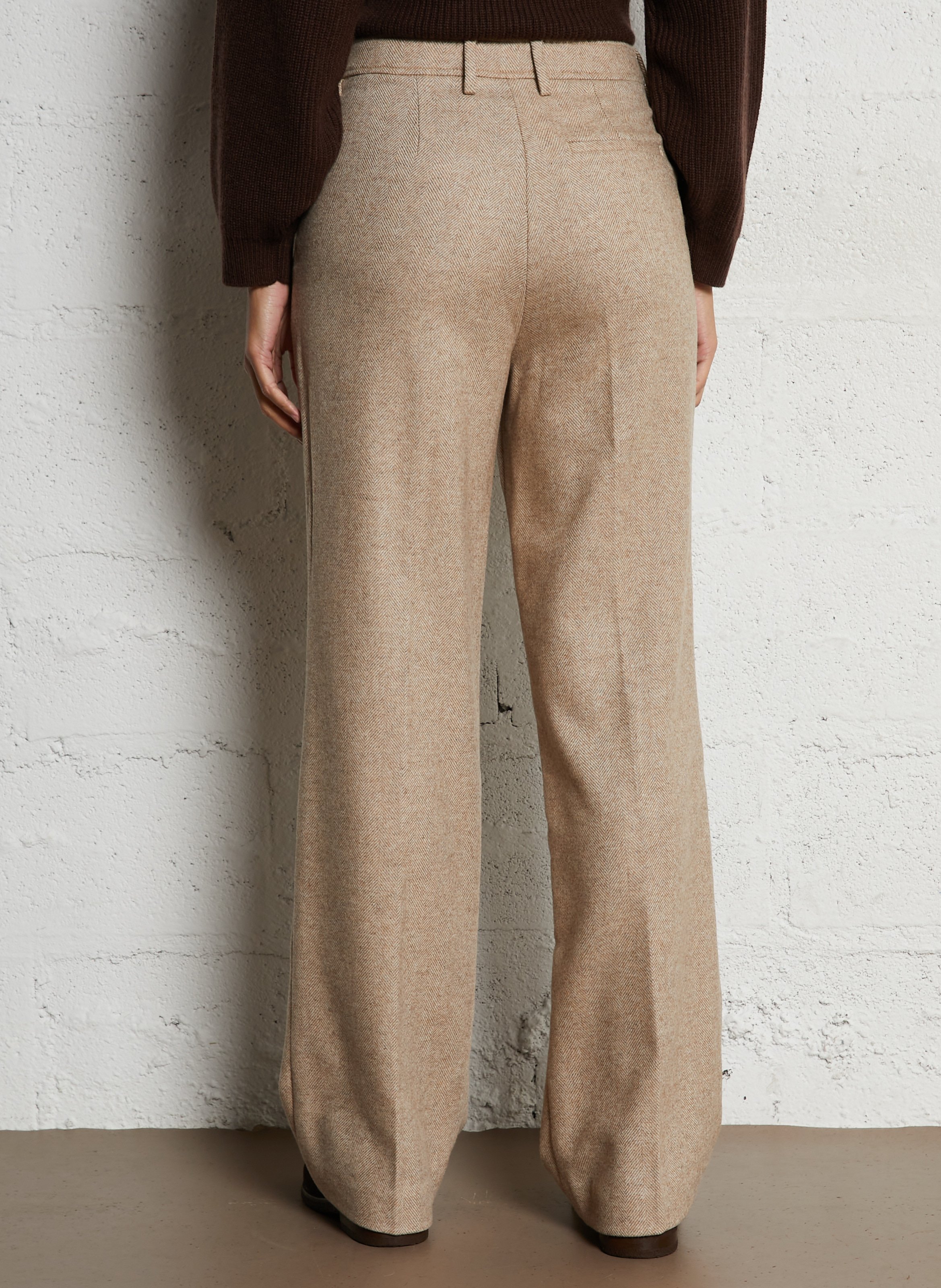 Pantalon droit en laine mélangée MOMONI Beige