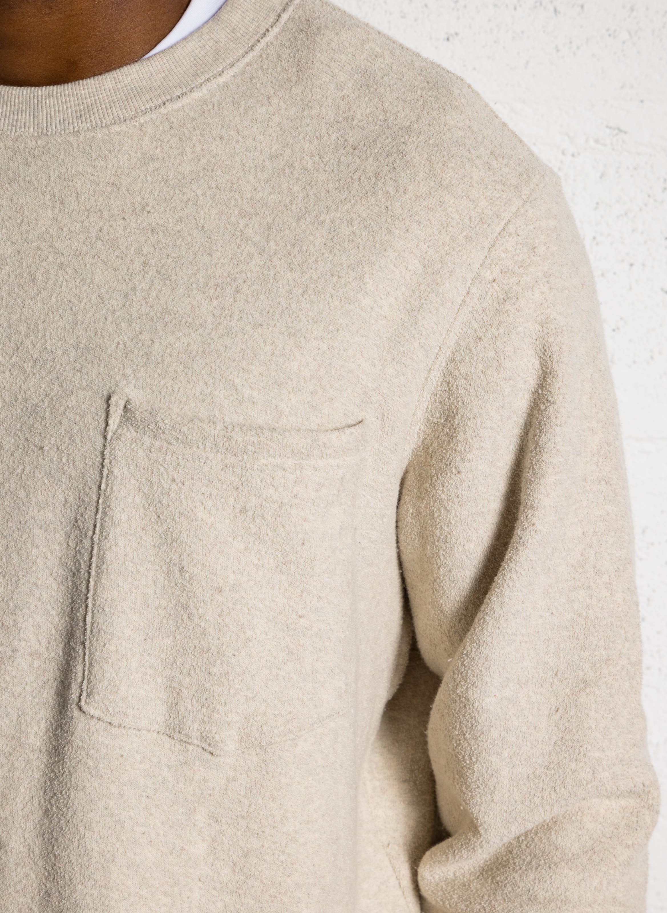 Sweat droit col rond en coton SOLID Beige