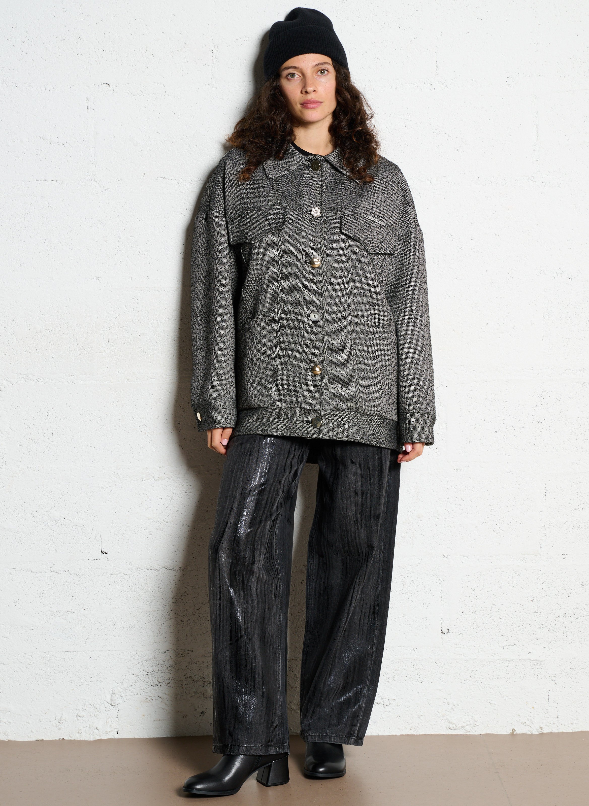 Ruime jas met sierknopen IMPERIAL Zwart