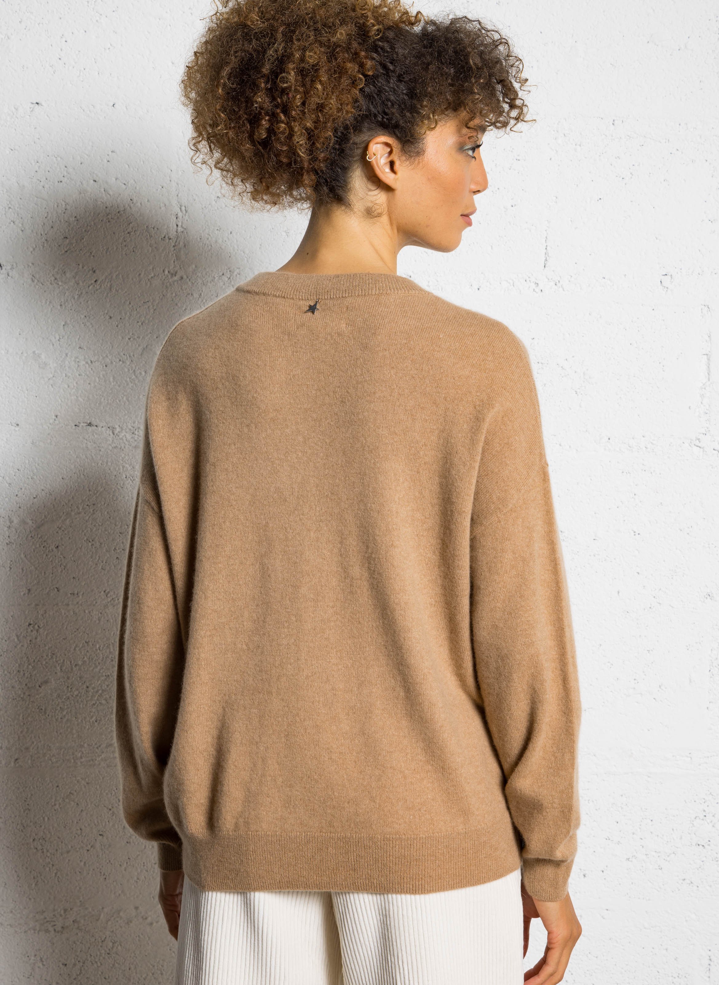 Pull ample col rond en cachemire SUD EXPRESS Beige