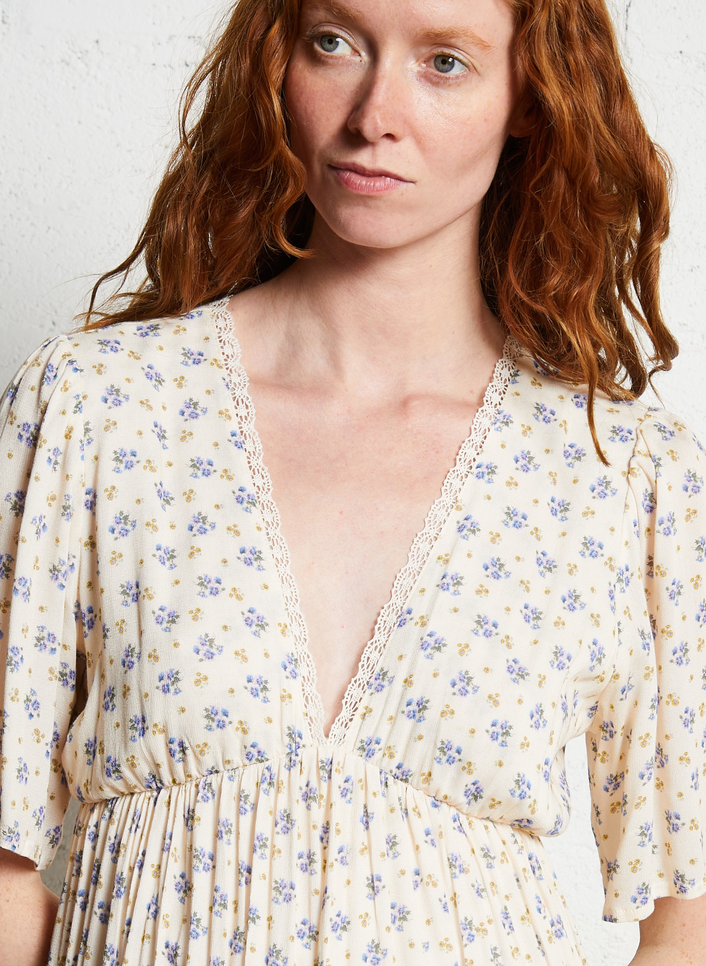 Lange jurk met V-hals EMILE ET IDA Blauw