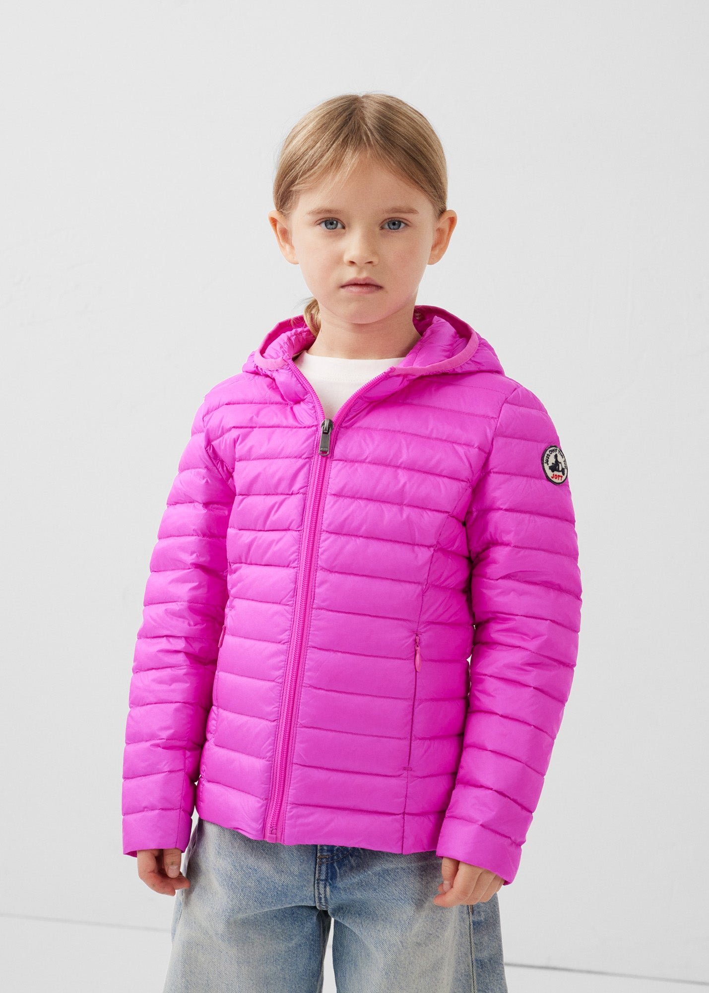 Carla lightweight hooded children's down jacket JOTT Pink