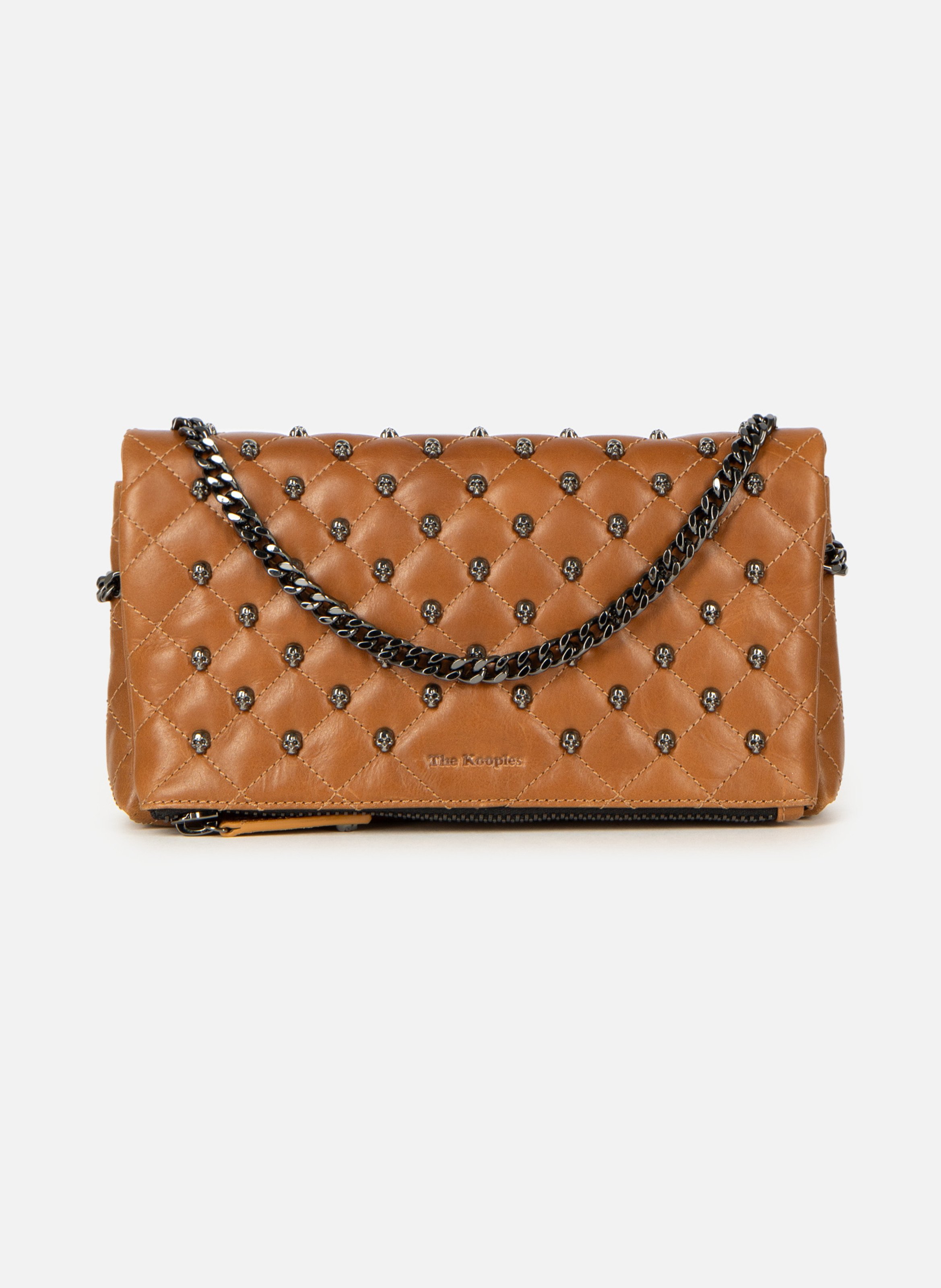 Crackled leather small heritage clutch THE KOOPLES Brown