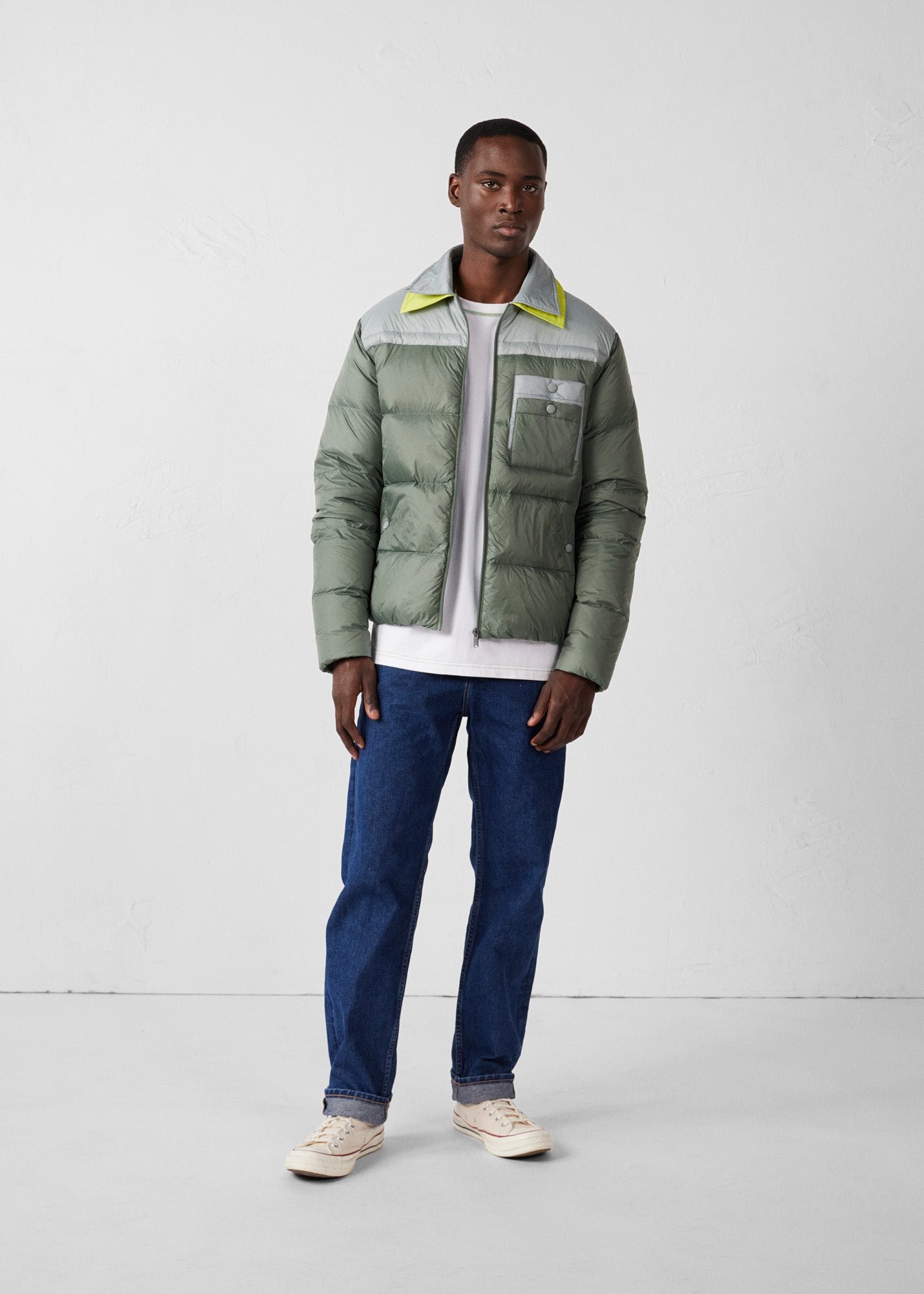 Two-tone unisex puffer jacket JOTT Green