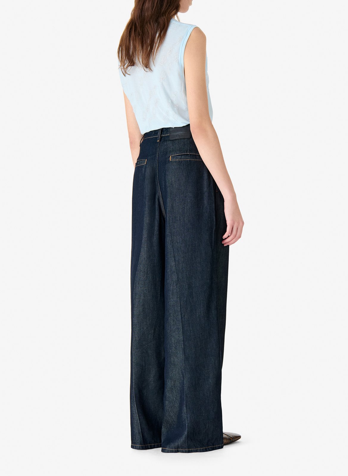 Jean large à pinces en denim brut IRO Bleu