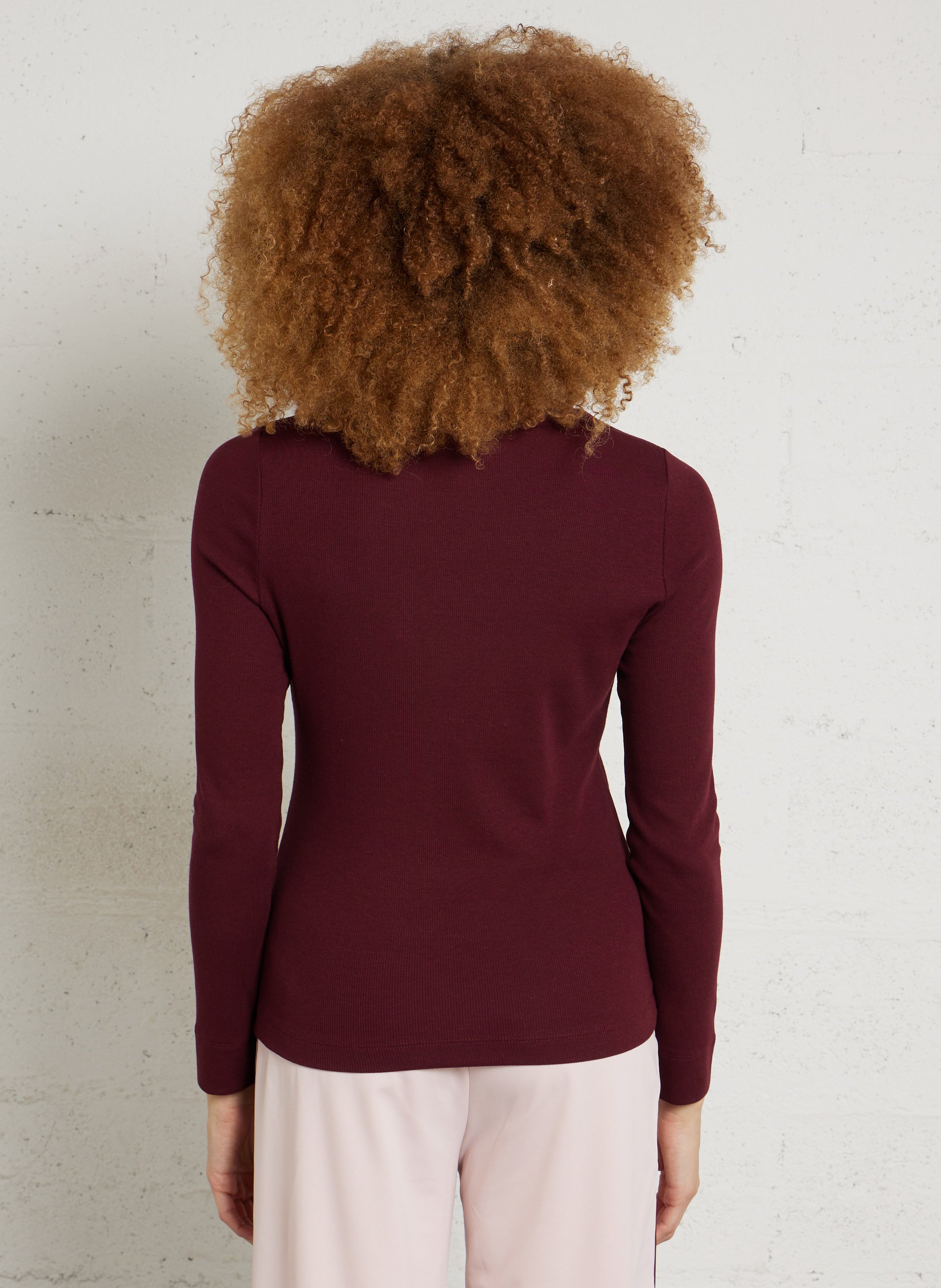 Top manches longues uni côtelé MAISON 123 Rouge