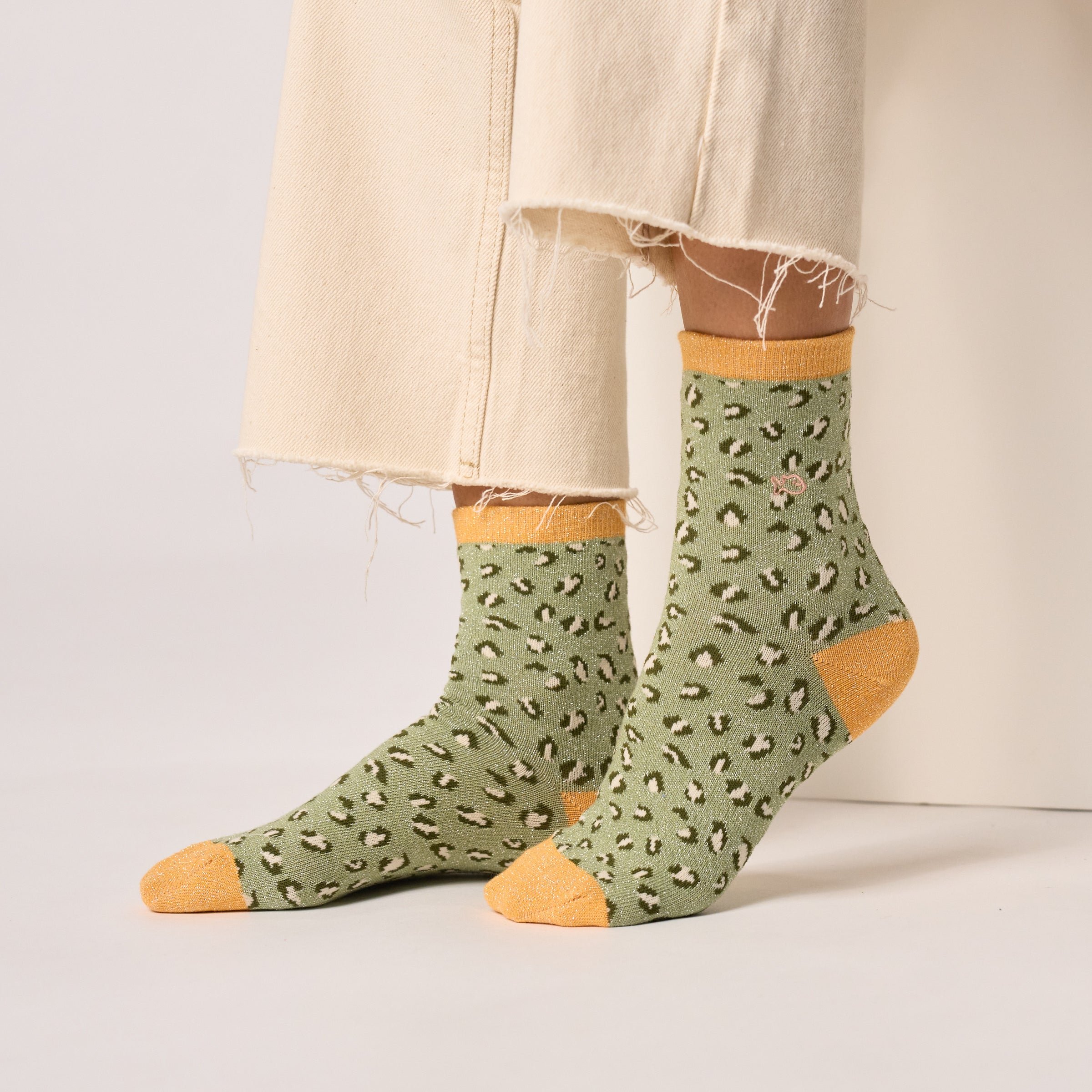 Leopard Combed Cotton Socks BILLYBELT Green