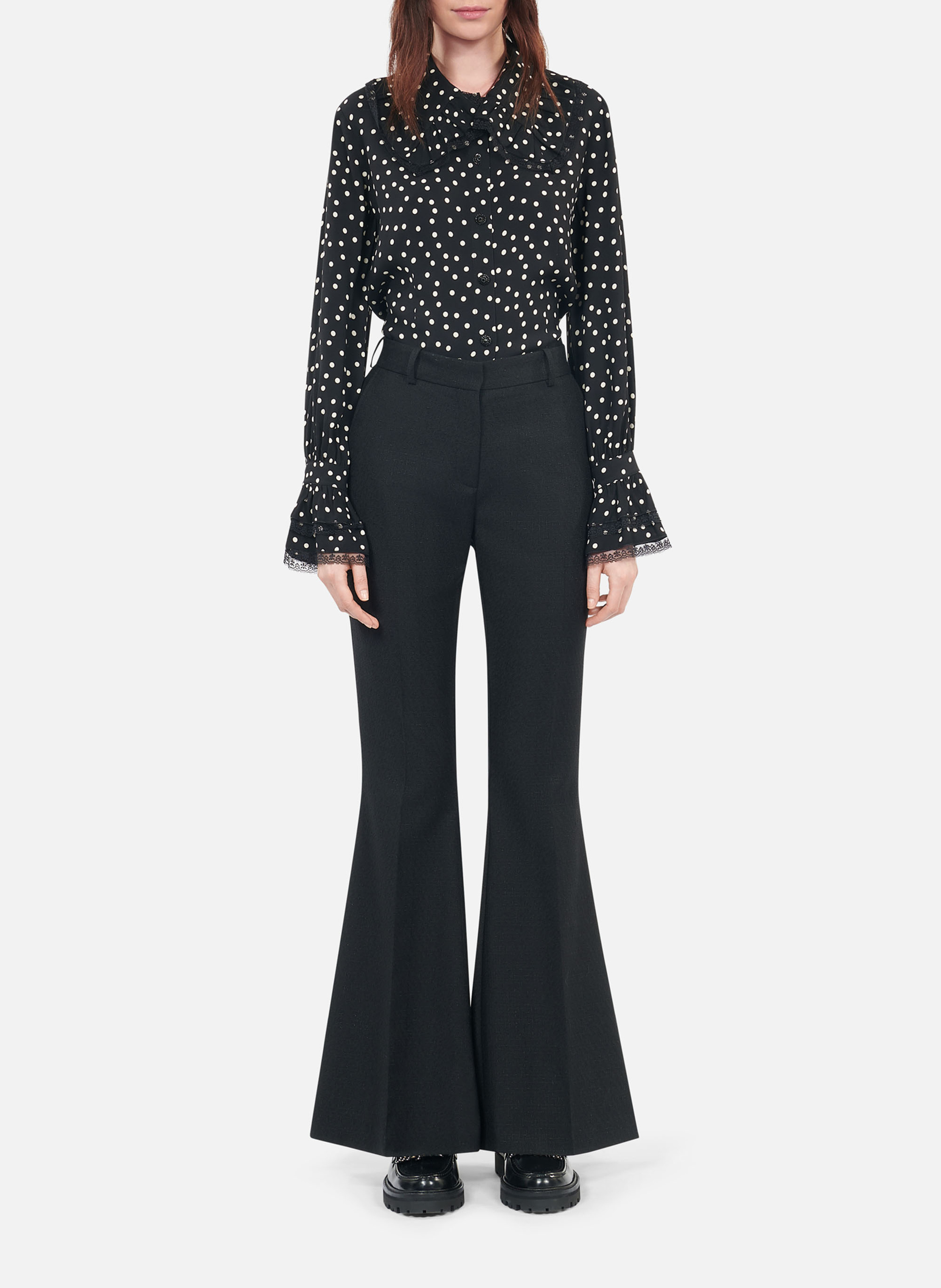 Bandplooibroek | wolblend THE KOOPLES Zwart