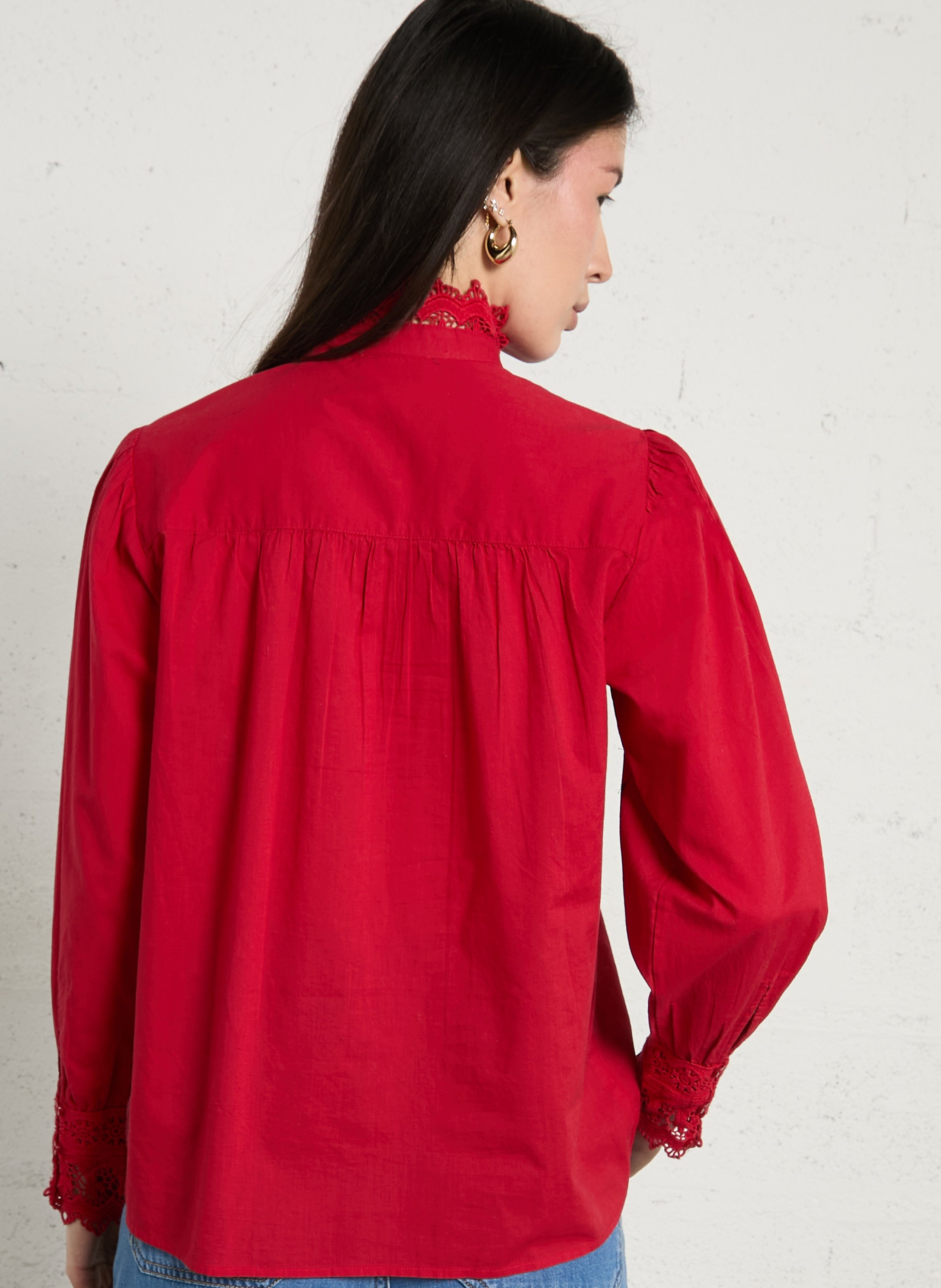 Camisa con botones de encaje MAISON 123 Rojo
