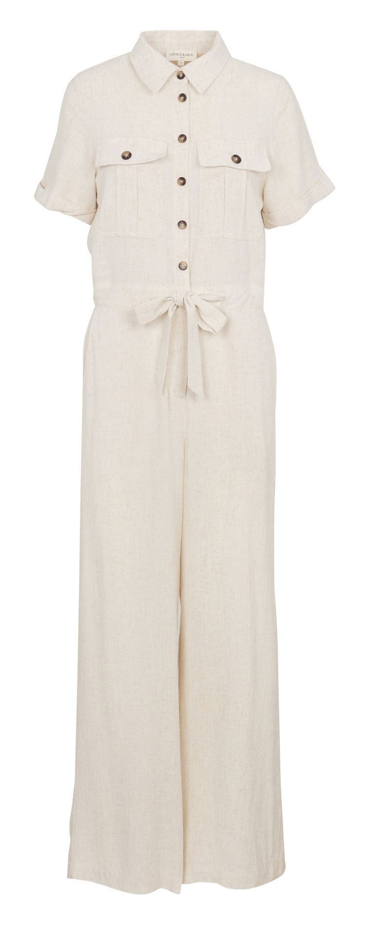 Combinaison manches courtes unie GRACE ET MILA Beige