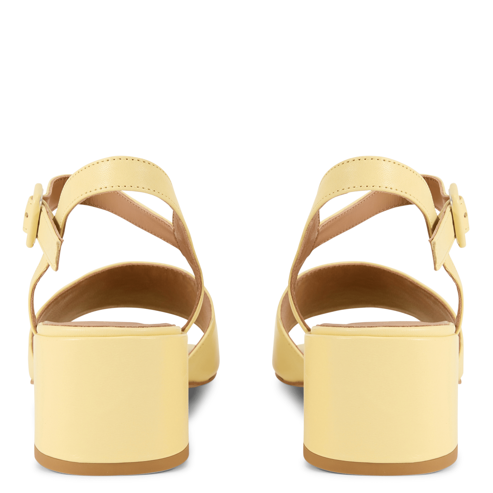 Heeled glossy leather sandals Yellow