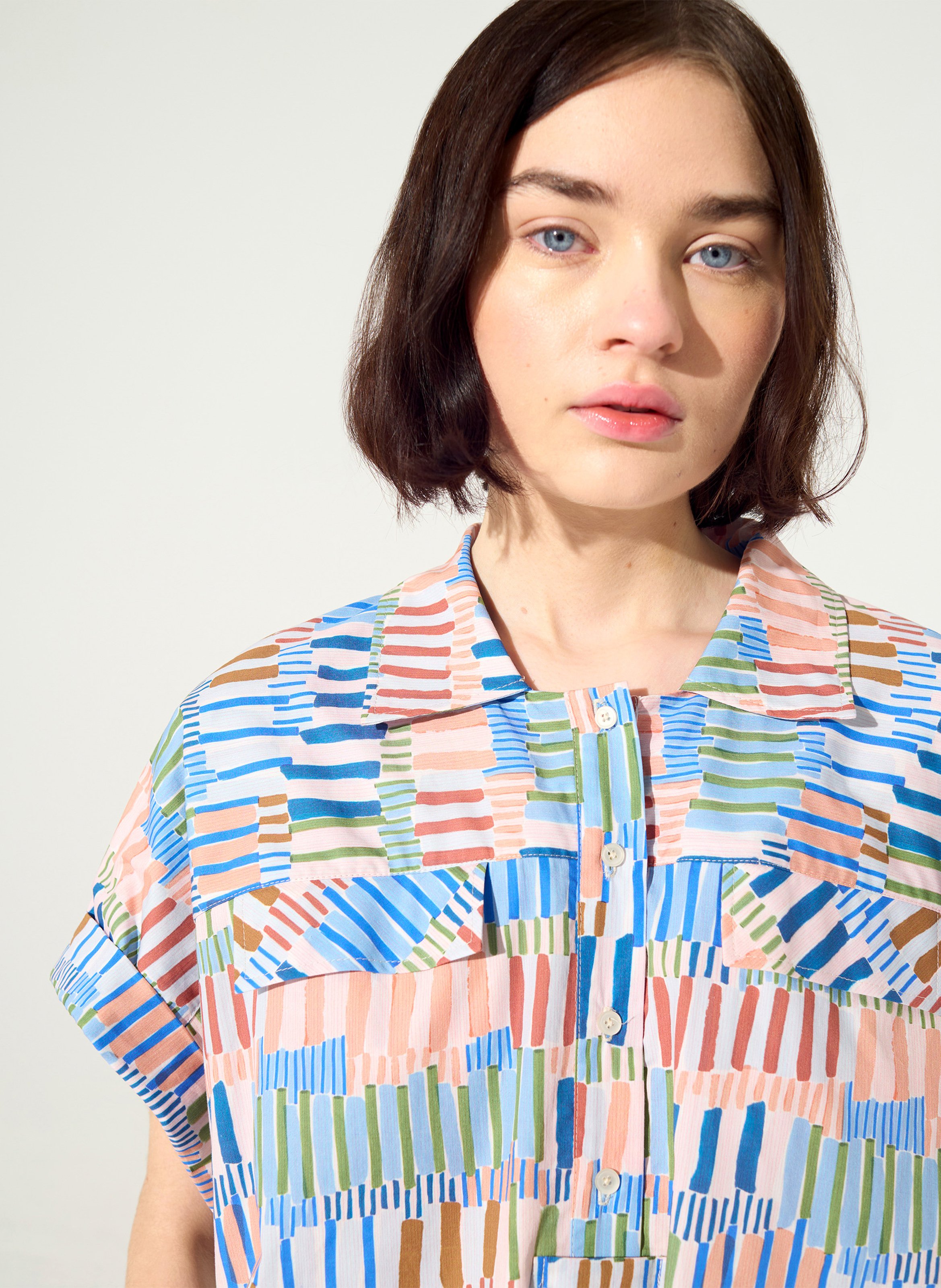 Robe courte ample en coton COTELAC ACOTE Bleu