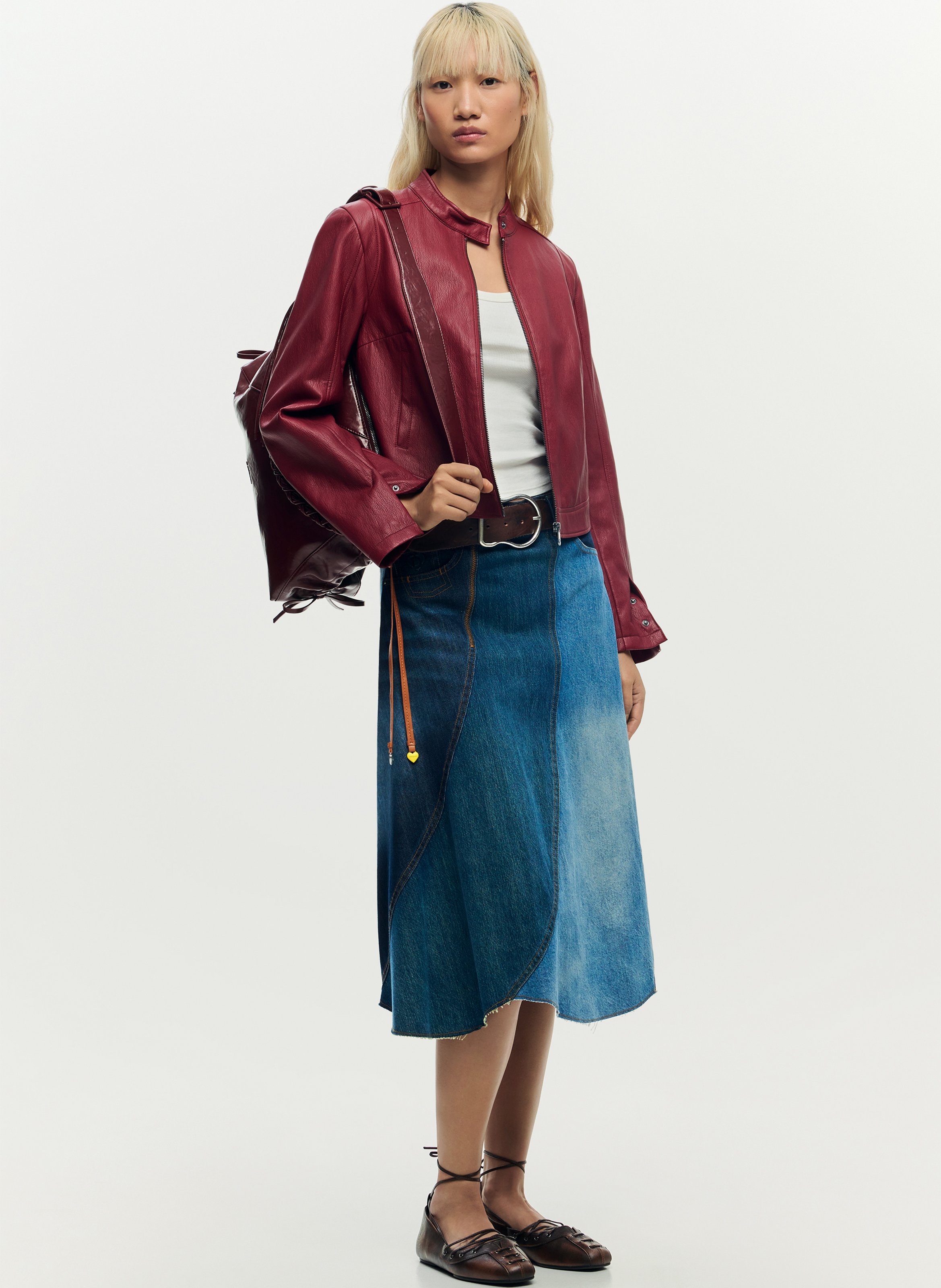 Veste effet cuir col rond DESIGUAL Rouge