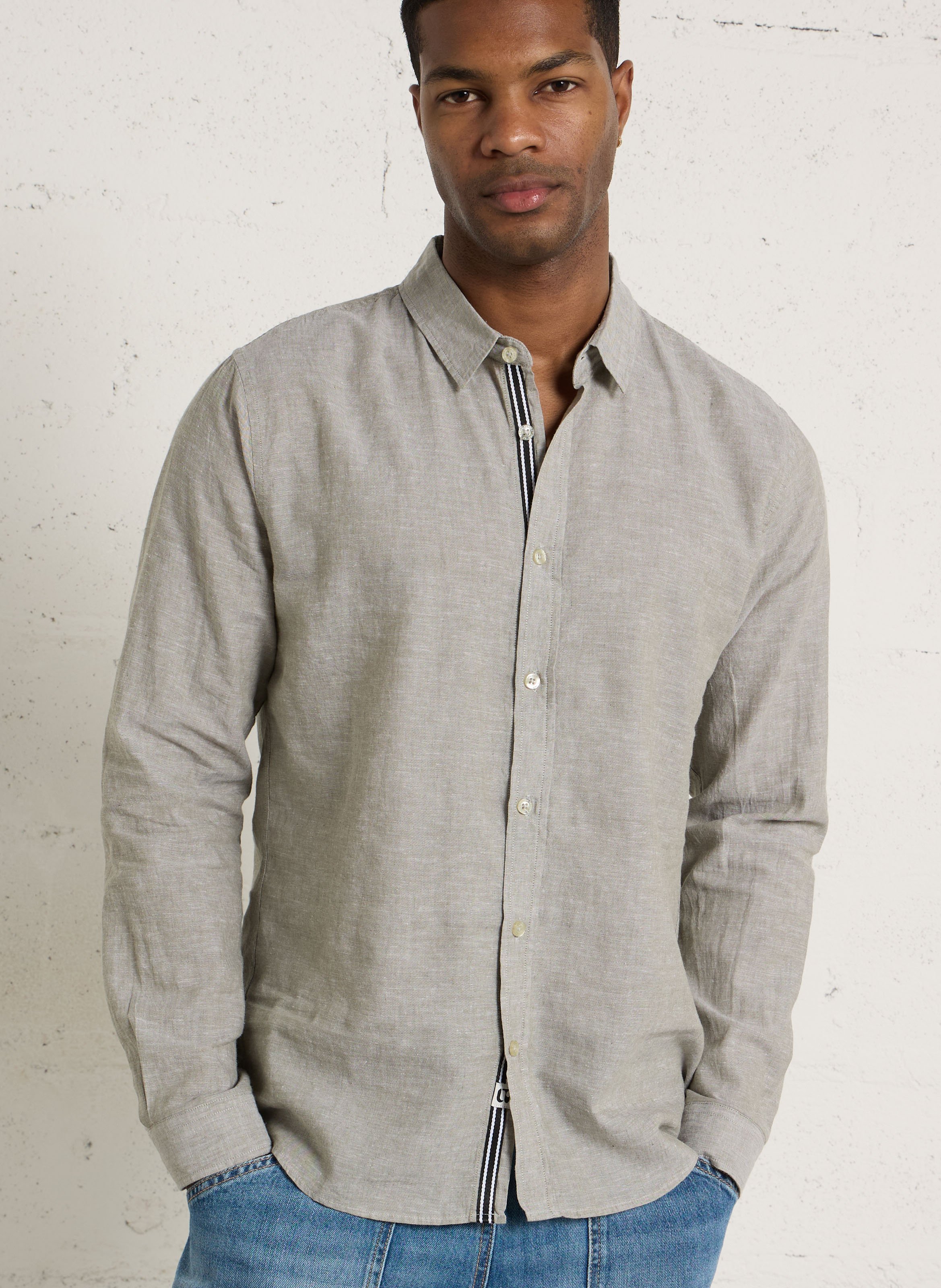 Chemise regular en lin et coton LE TEMPS DES CERISES Vert