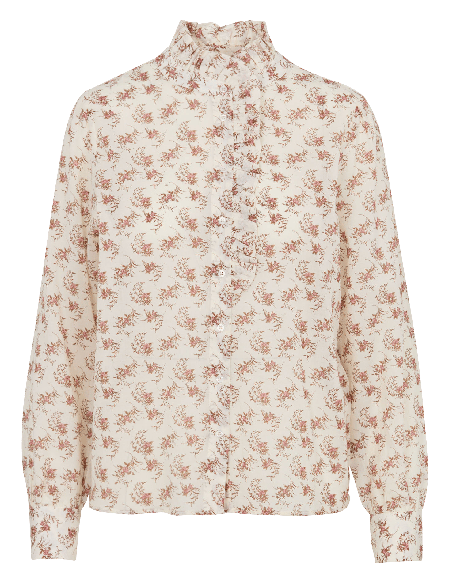 Bedrukte blouse met Victoriaanse kraag MAISON 123 Beige