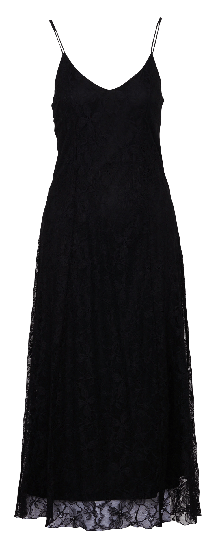 Lange aansluitende jurk met kant KOOKAI