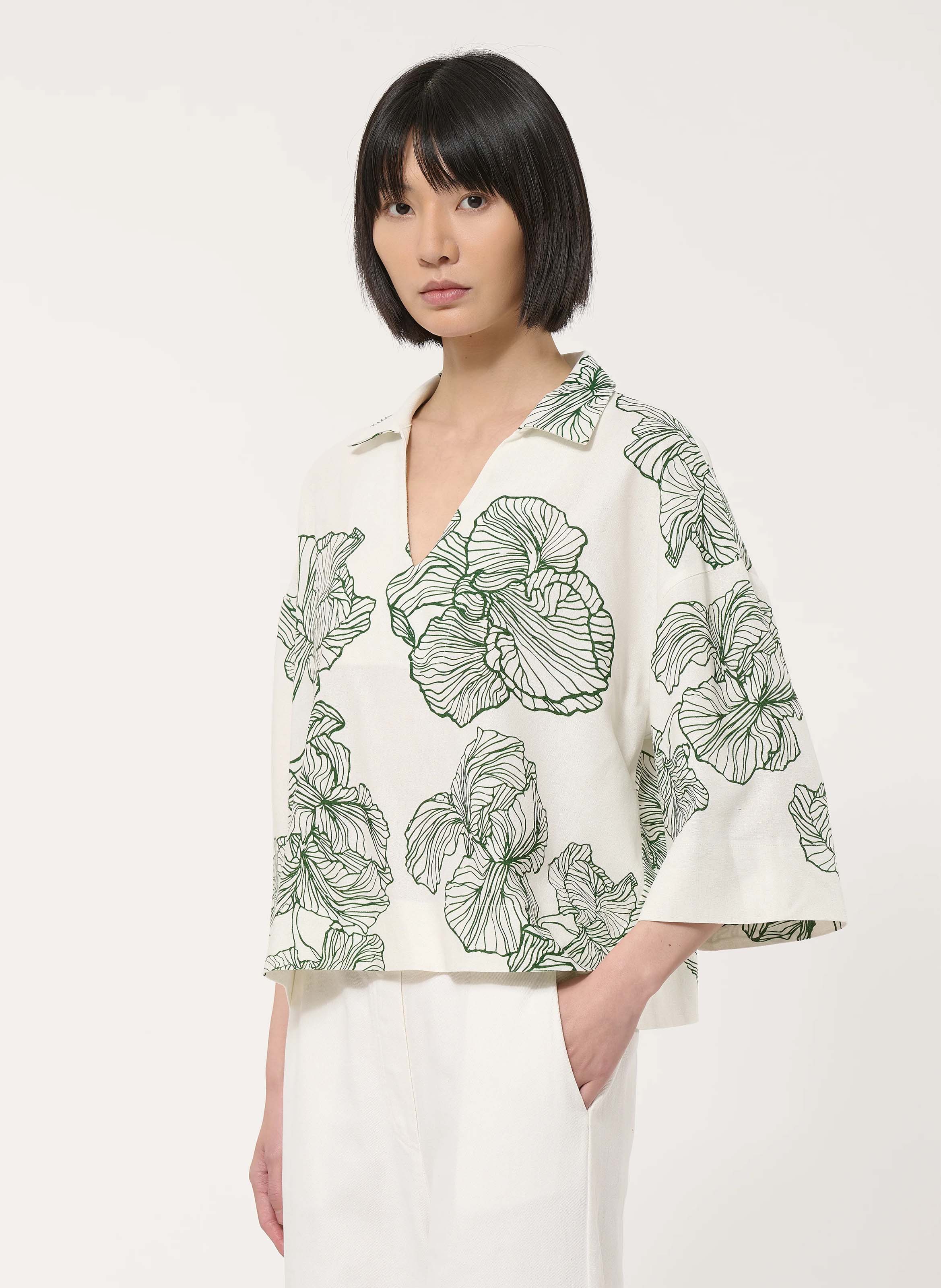 Oversized printed polo collar top HUMILITY Multicolored