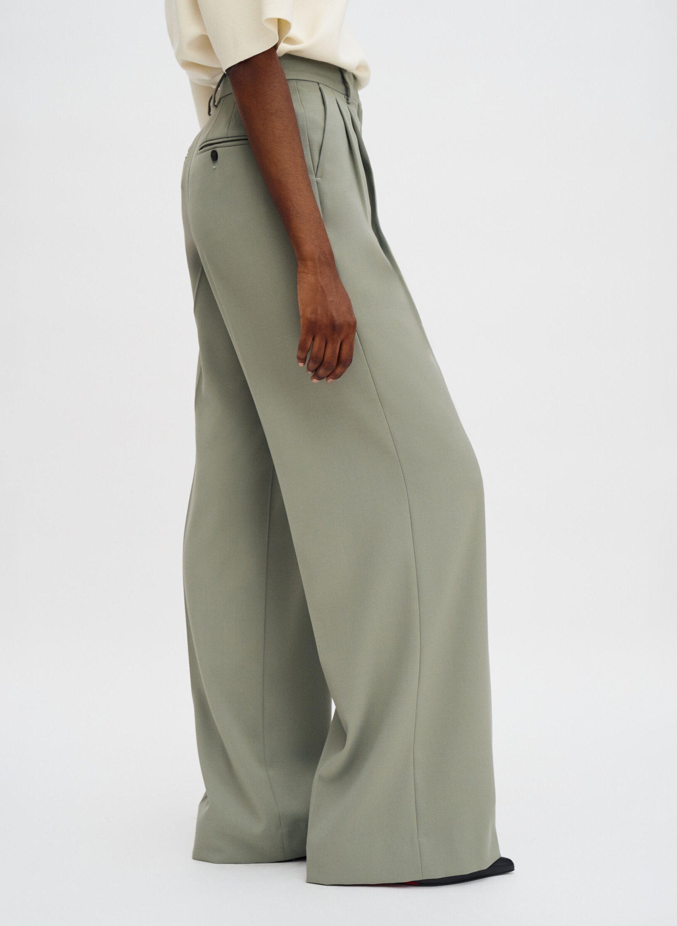 Tailored pleated trousers in plain color FILIPPA K Green