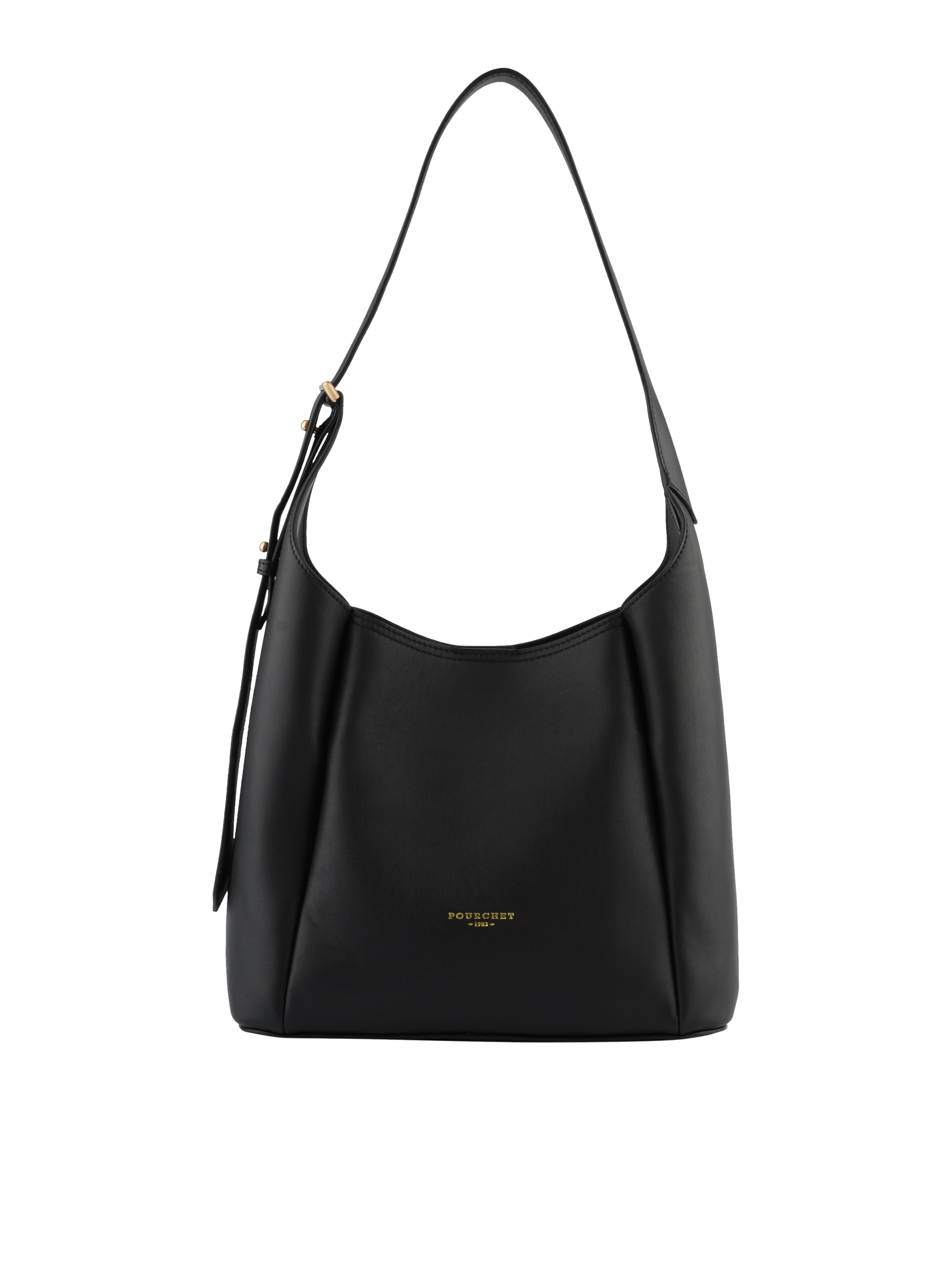 Sac porté épaule en cuir de vachette POURCHET Noir