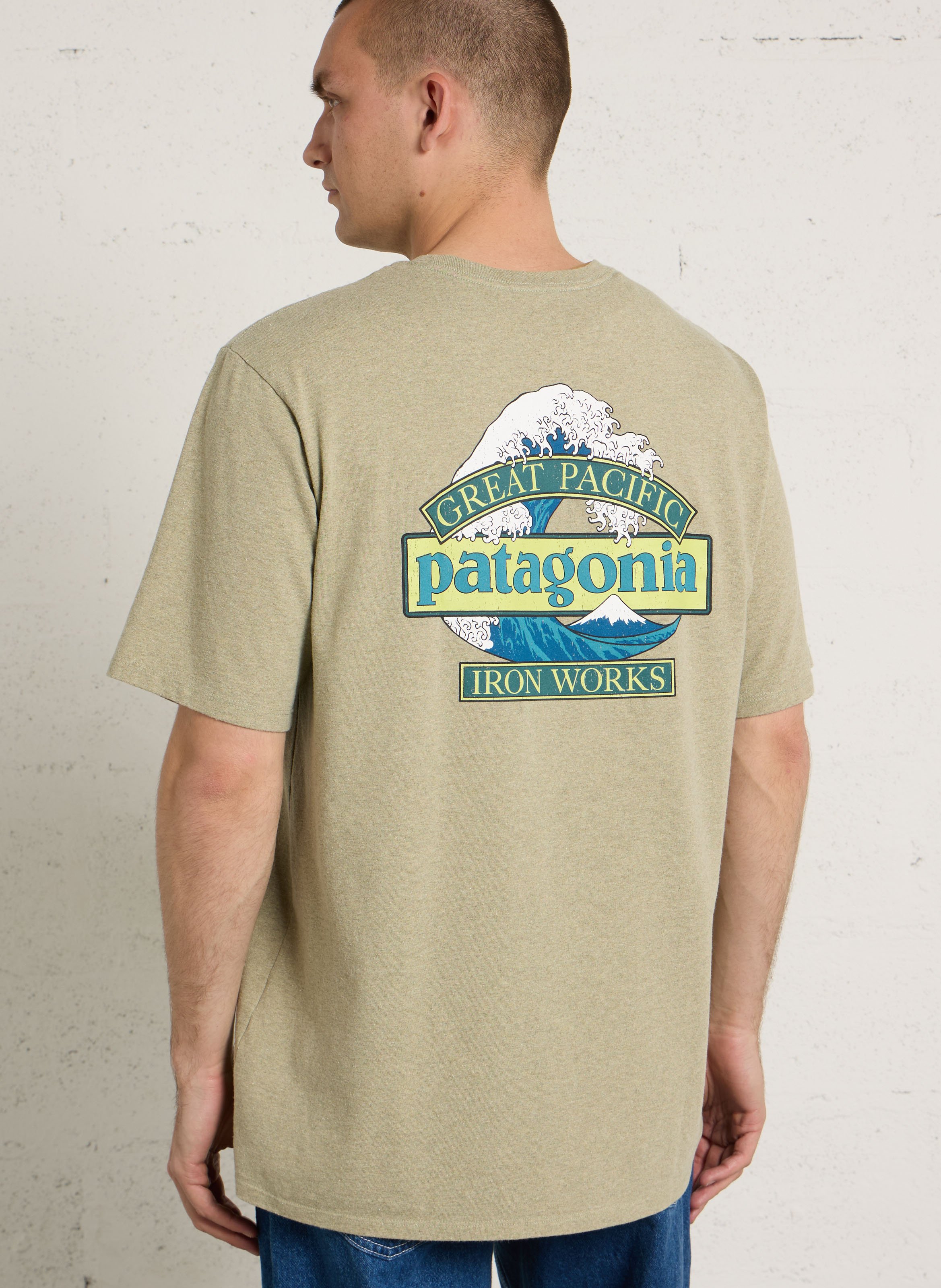 Straight recycled cotton-blend round-neck T-shirt PATAGONIA Beige