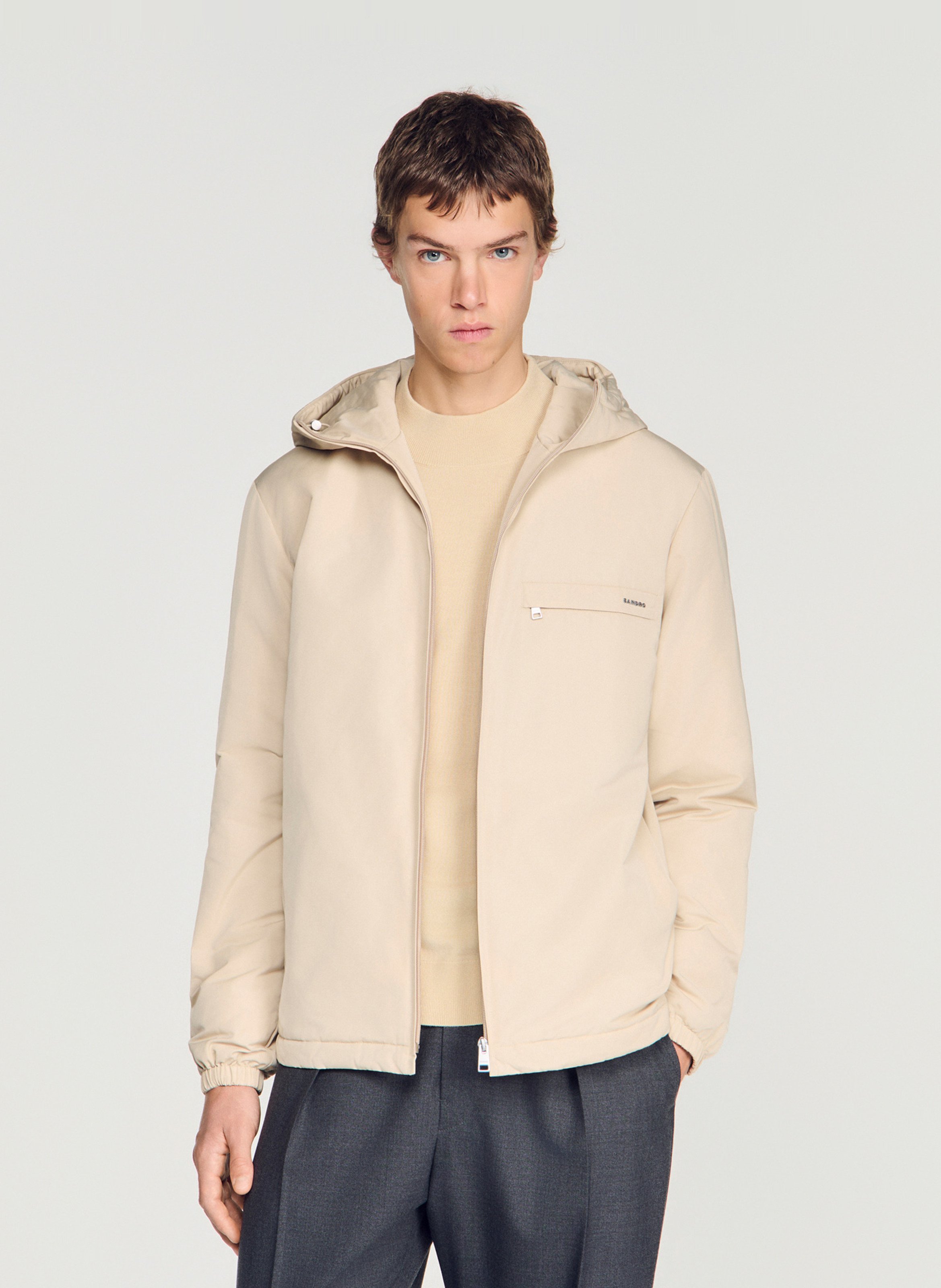 Veste zippée à capuche SANDRO Beige