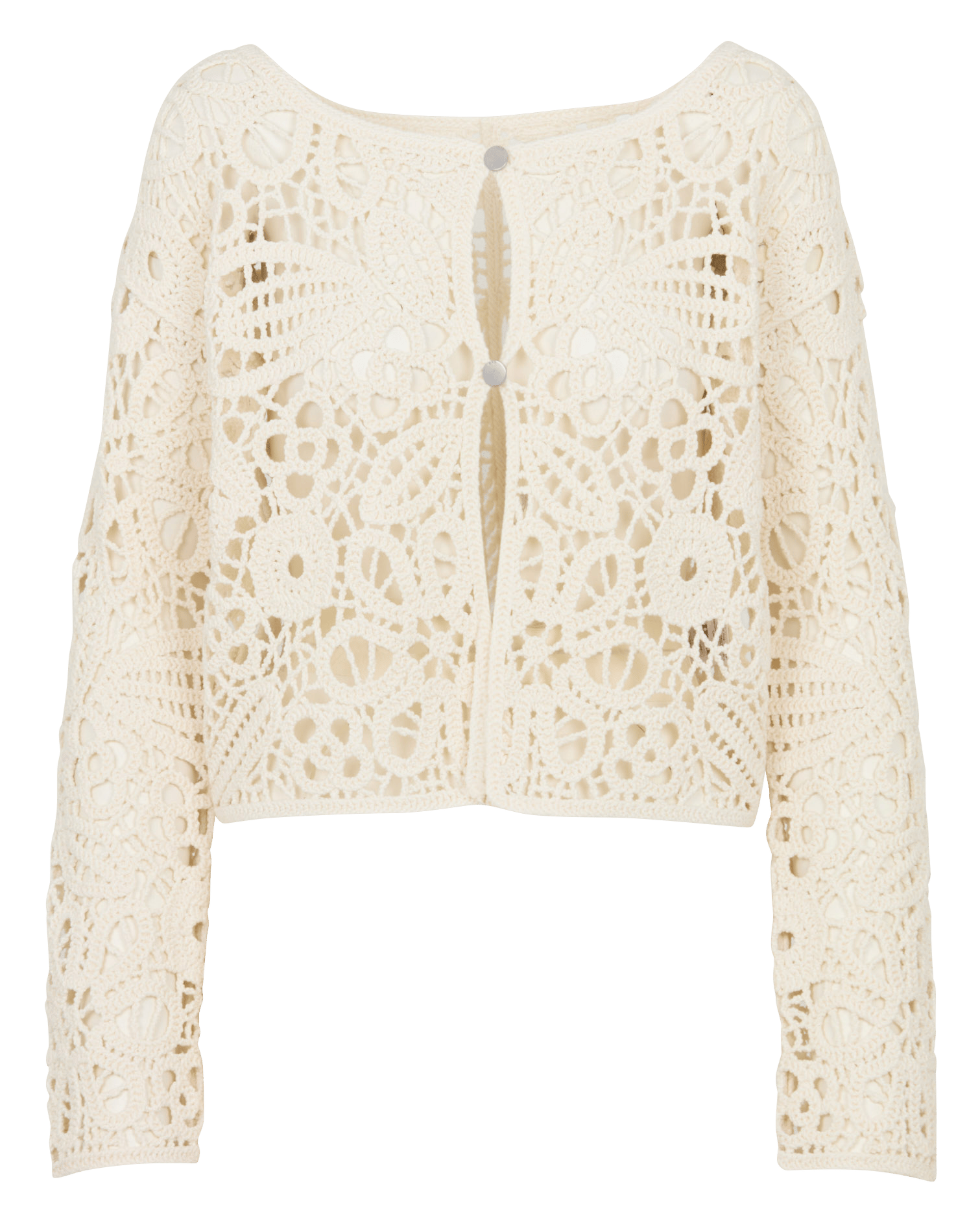 Gerade geschnittener Cardigan mit Rundhalskragen Baumwoll-Mix IKKS Weiss