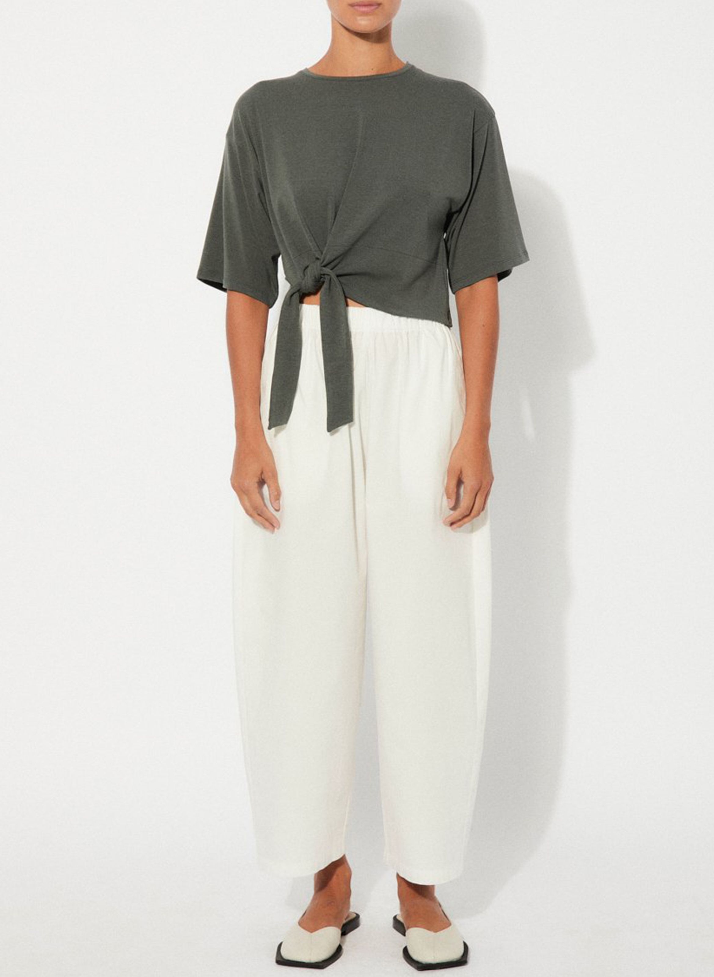 Pantalon large en coton RITA ROW Blanc