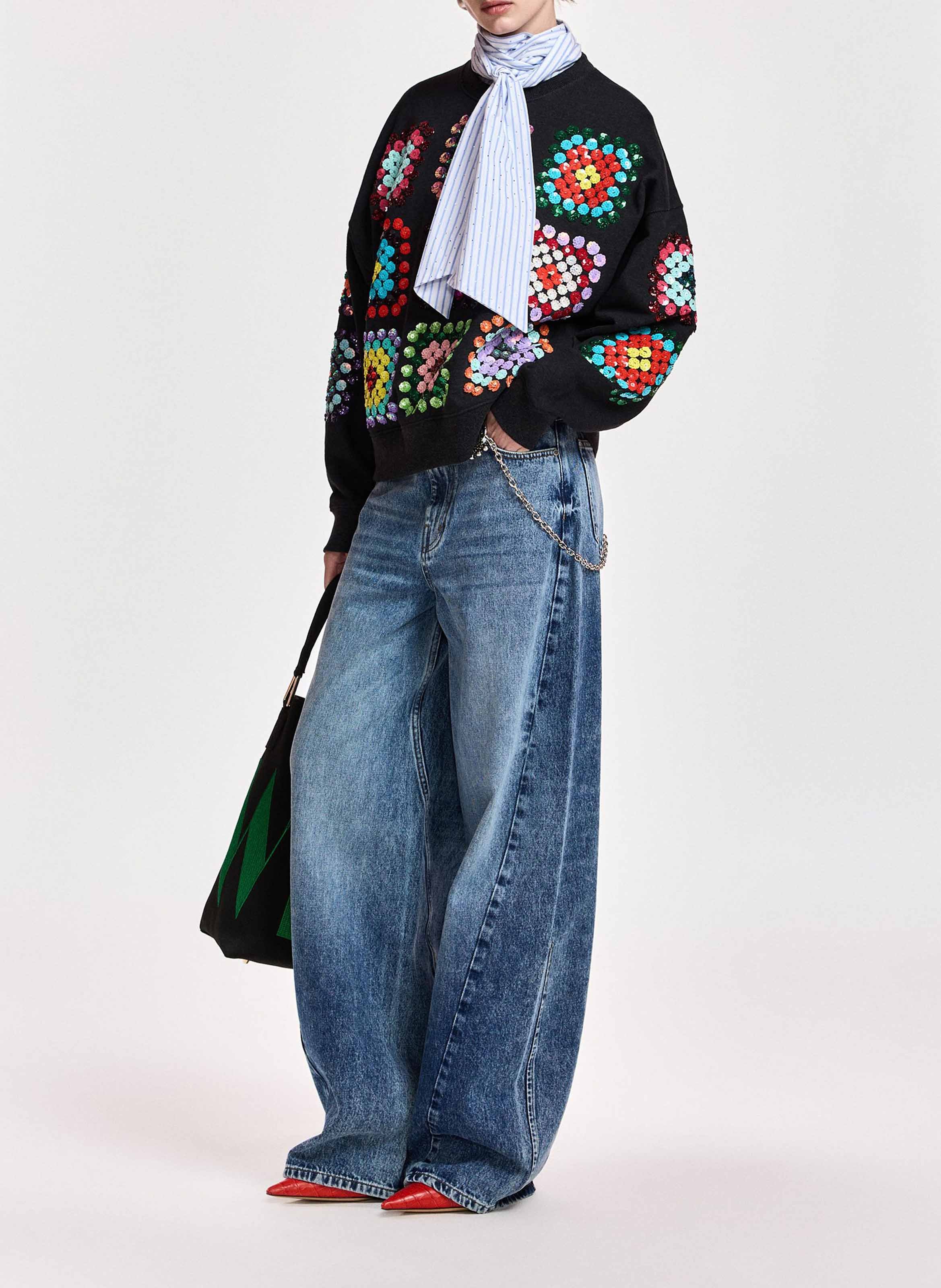 Rechte sweater met bloemenprint in katoen ESSENTIEL ANTWERP Veelkleurig