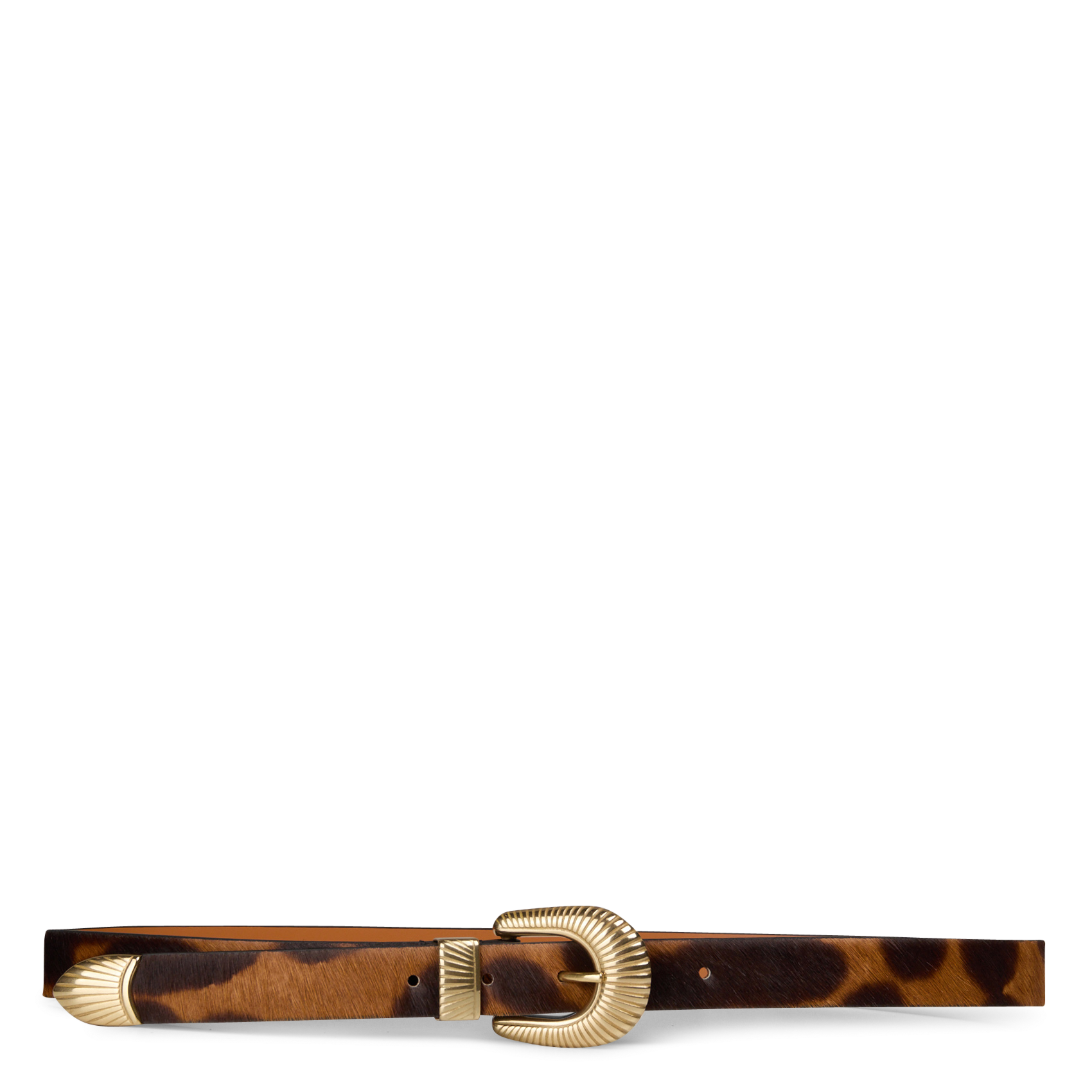 Gürtel mit Western-Schnallen aus Leopardenmuster-Leder MAISON BOINET Braun