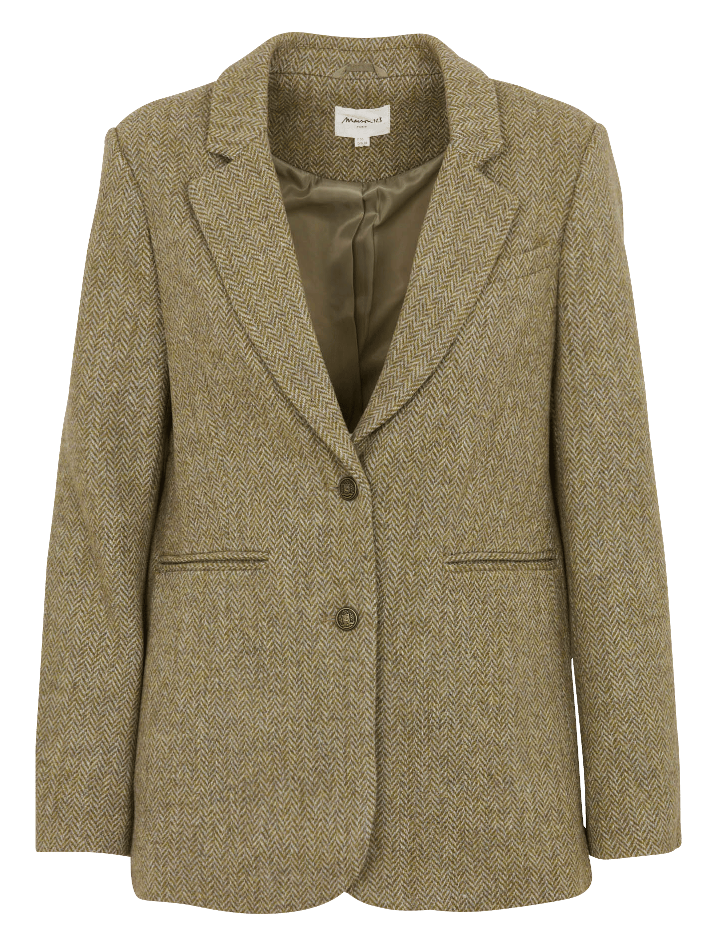 Blazer met slanke pasvorm en bedrukt in wol MAISON 123 Groen