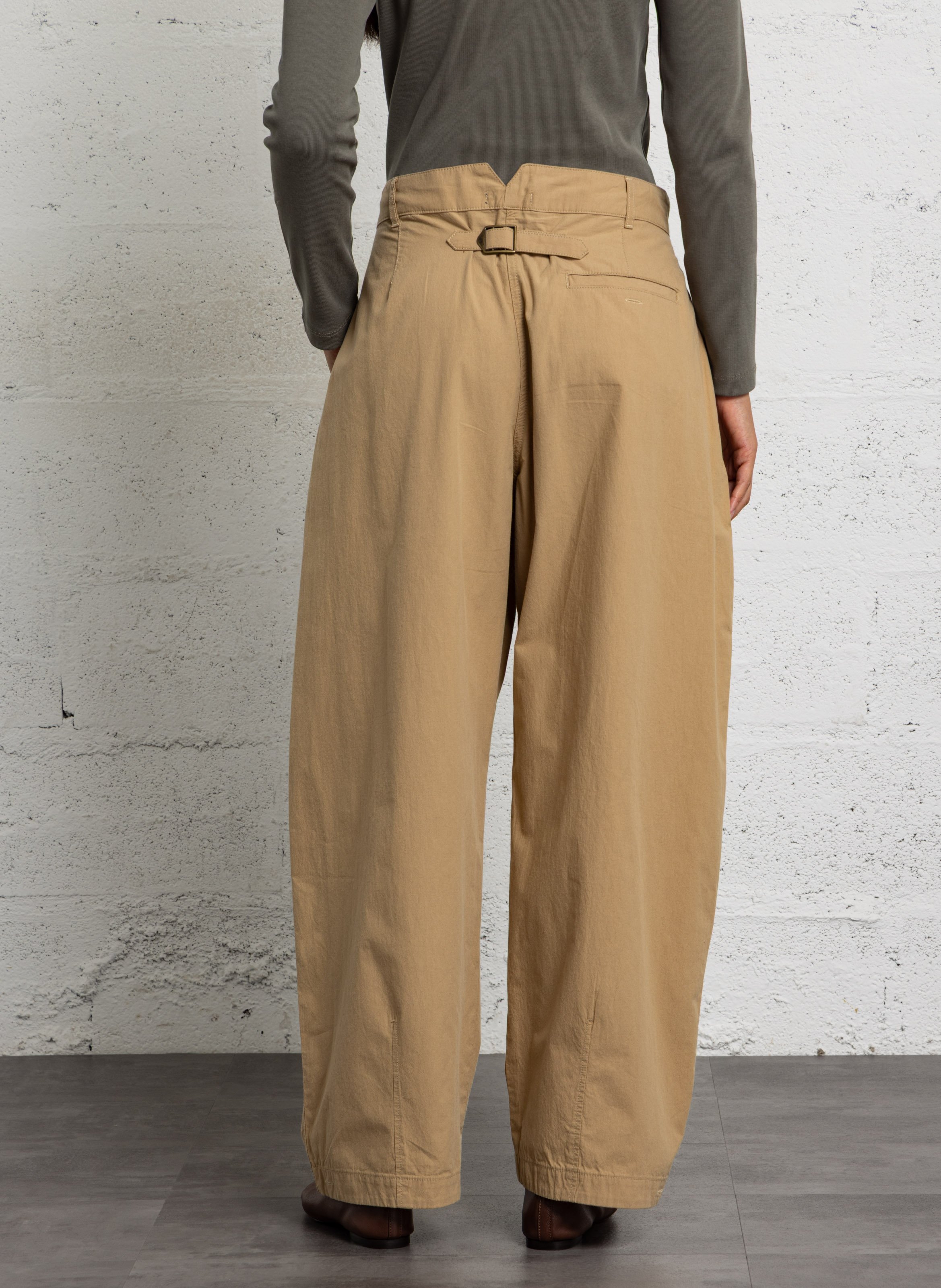 Wijde broek van biokatoen SOEUR Beige