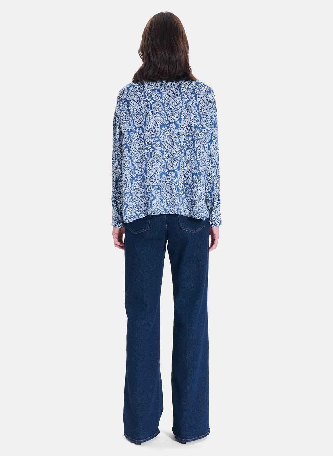 Ruime blouse met lavallière kraag en print ZAPA Blauw