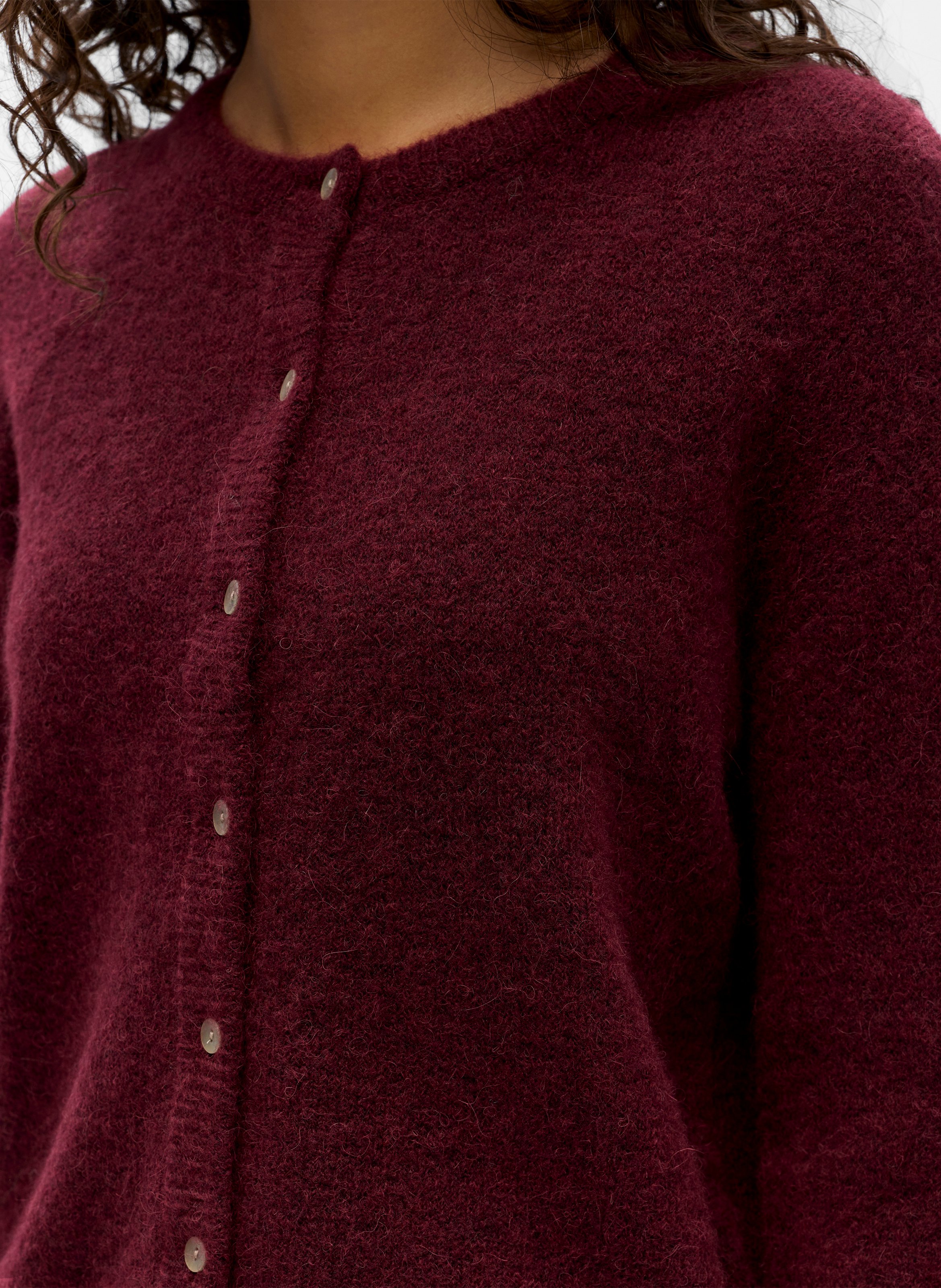 Gerade geschnittene Rundhals-Strickjacke OBJECT Rot