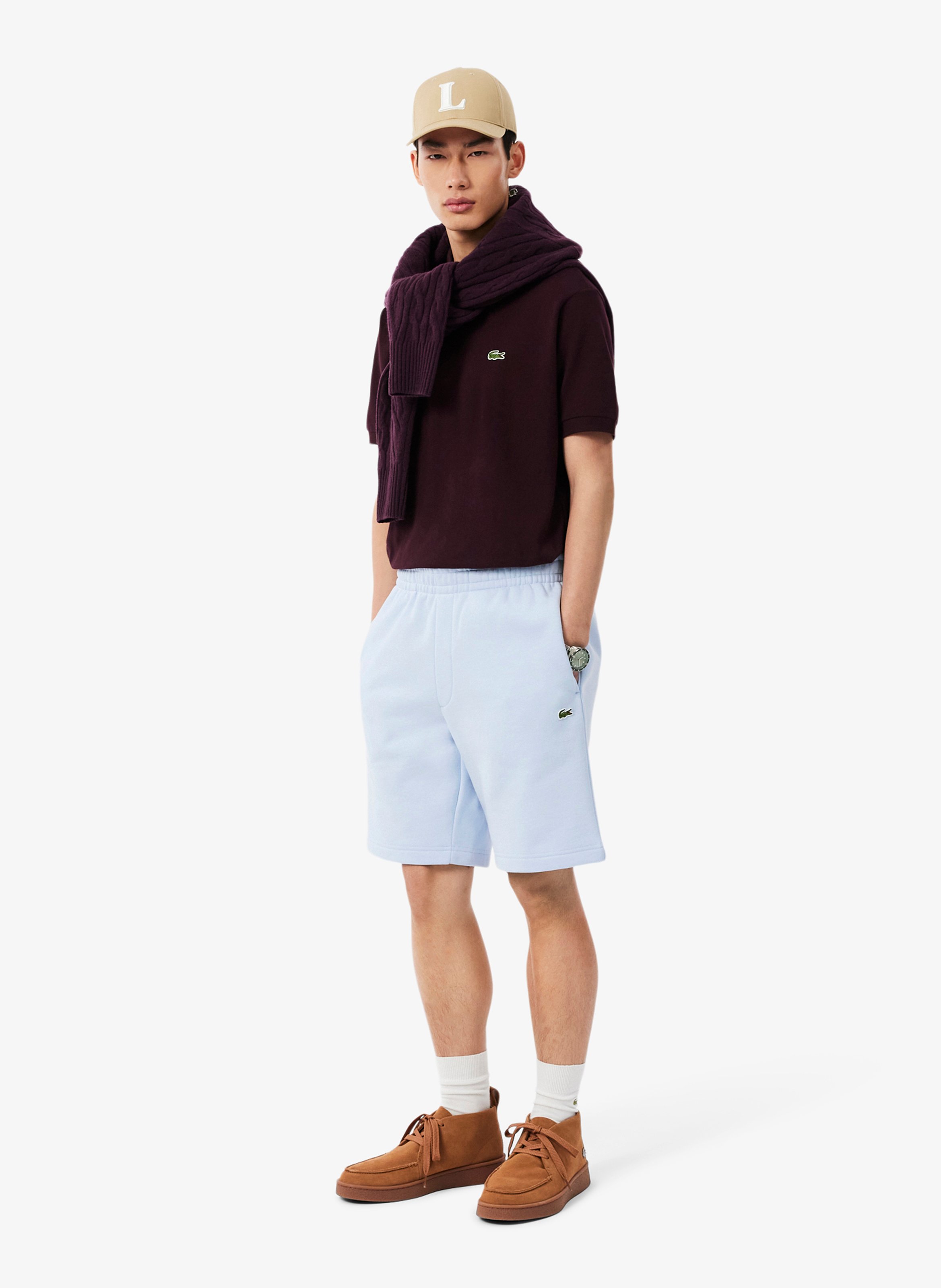 Short droit en coton mélangé LACOSTE Blau