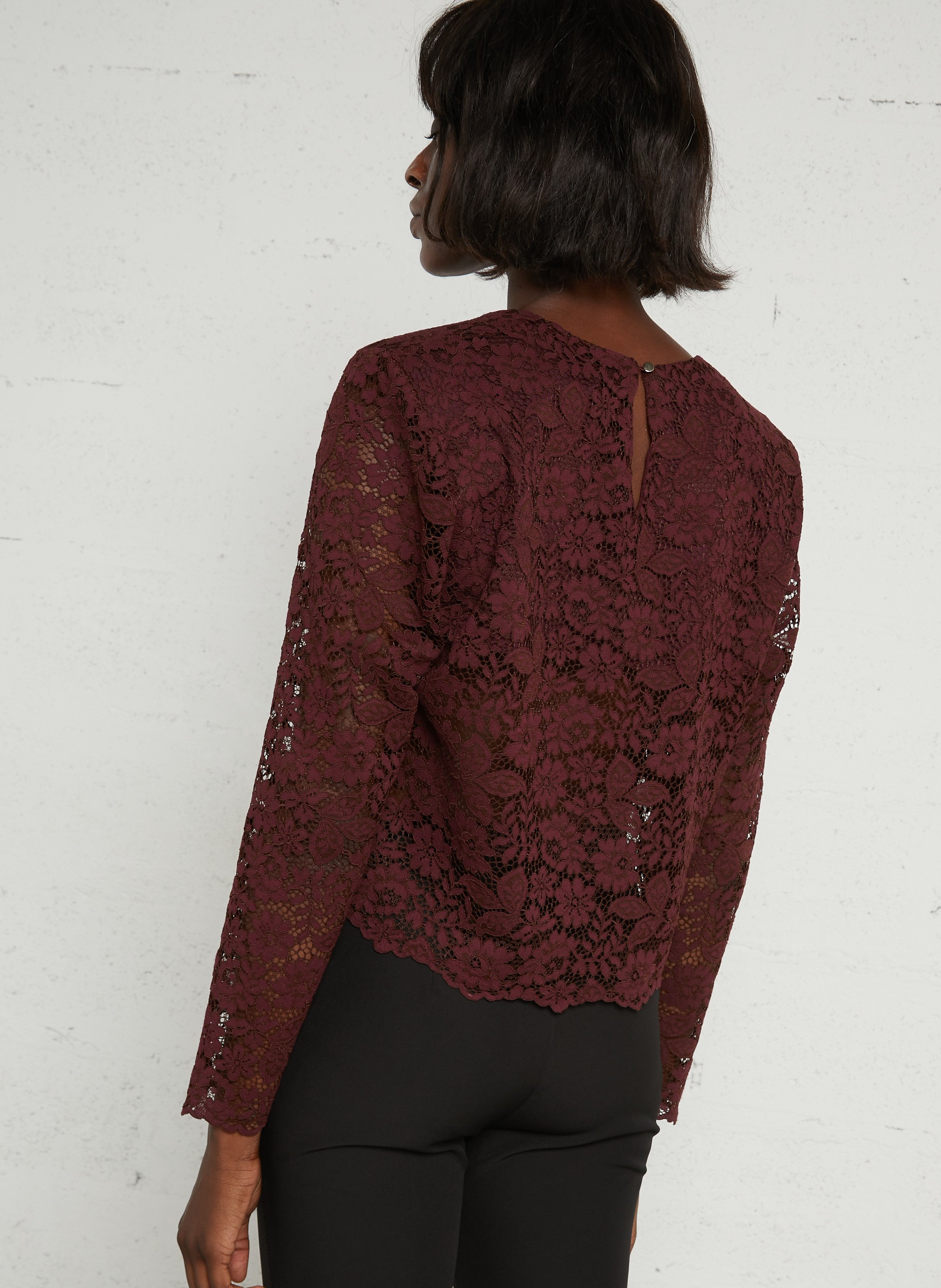 Top van kant met ronde hals IMPERIAL Rood