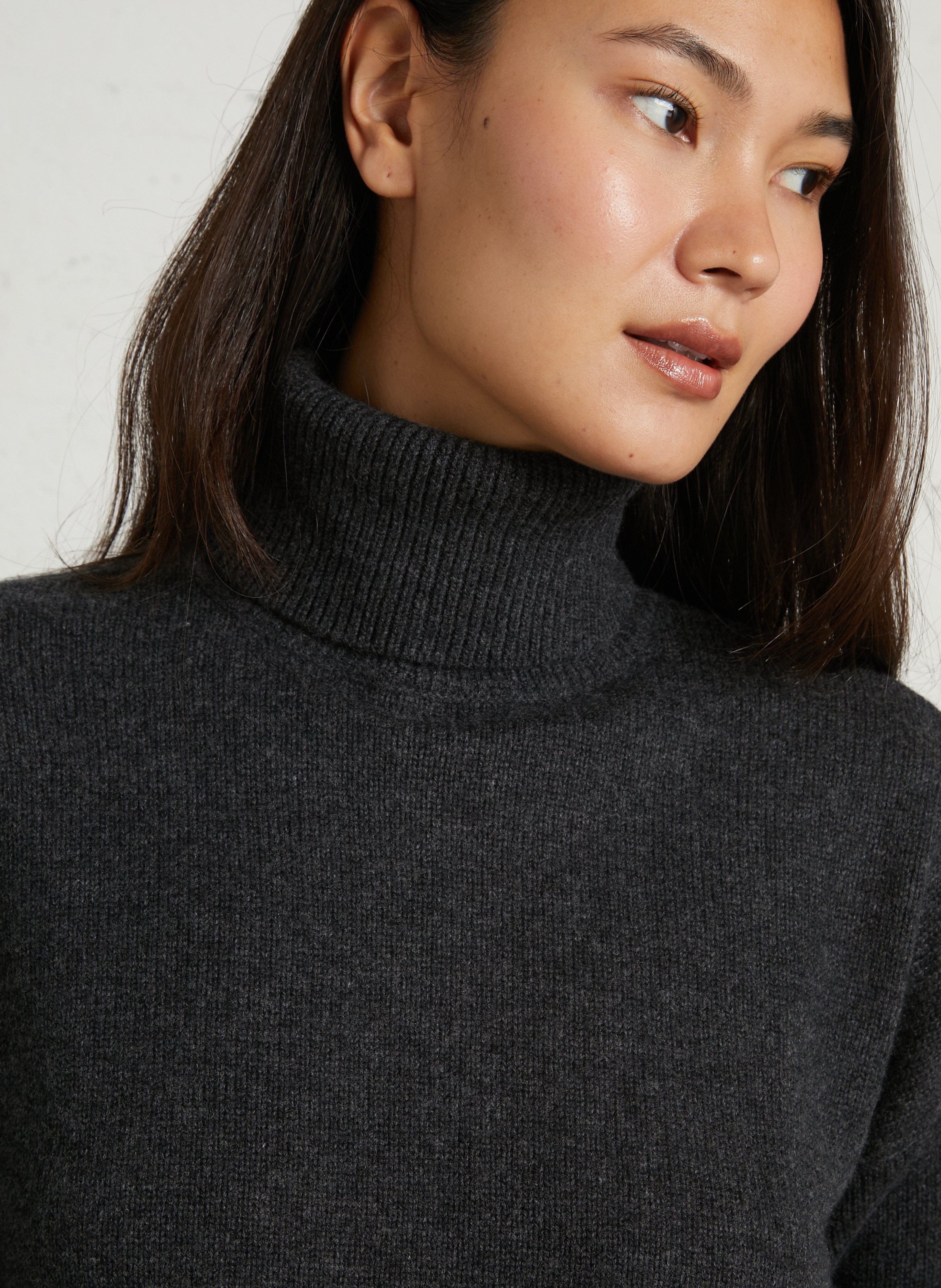 Loose-fit wool and cashmere turtleneck sweater MAJESTIC FILATURES Grey