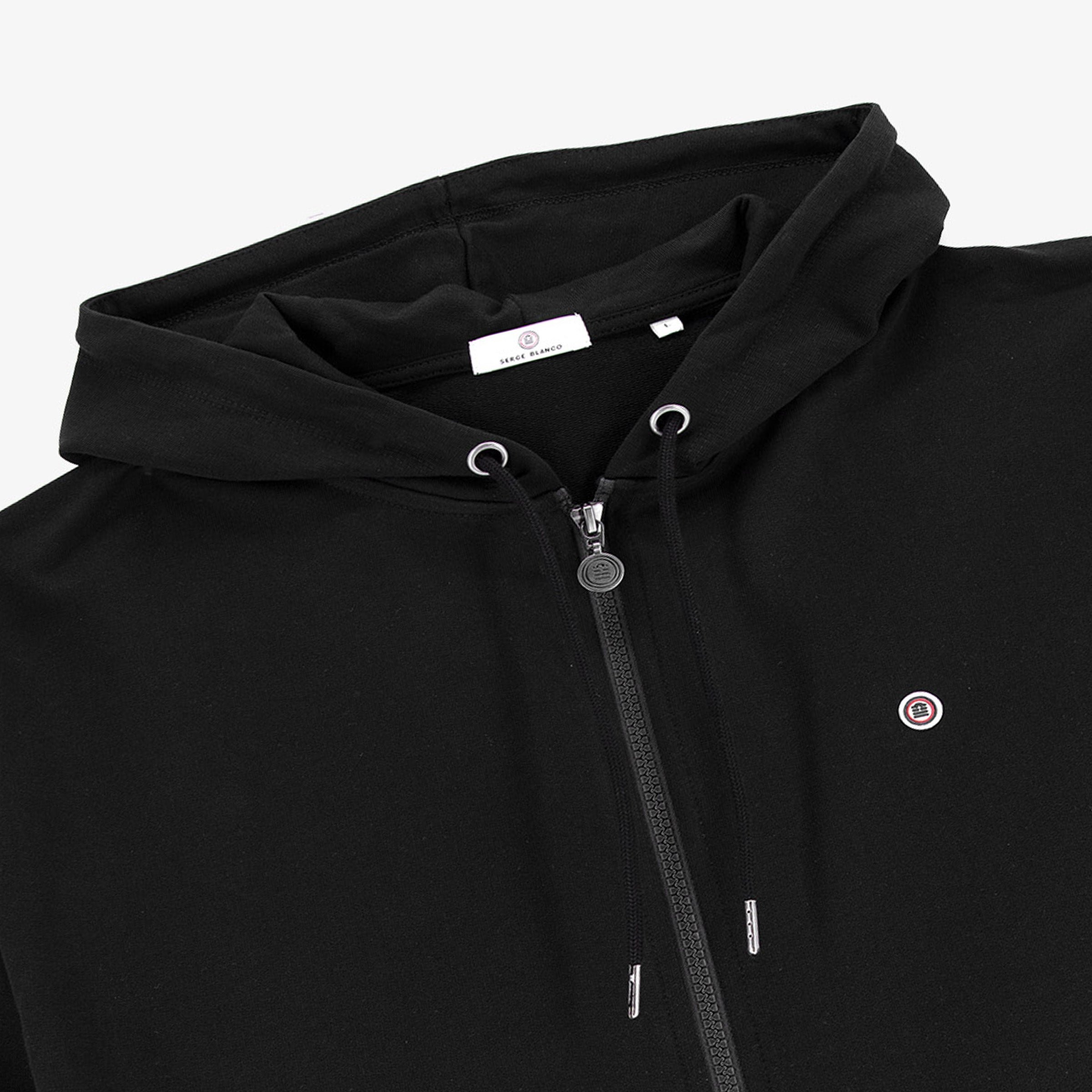 Black cotton Sidney zip-up hoodie SERGE BLANCO Black