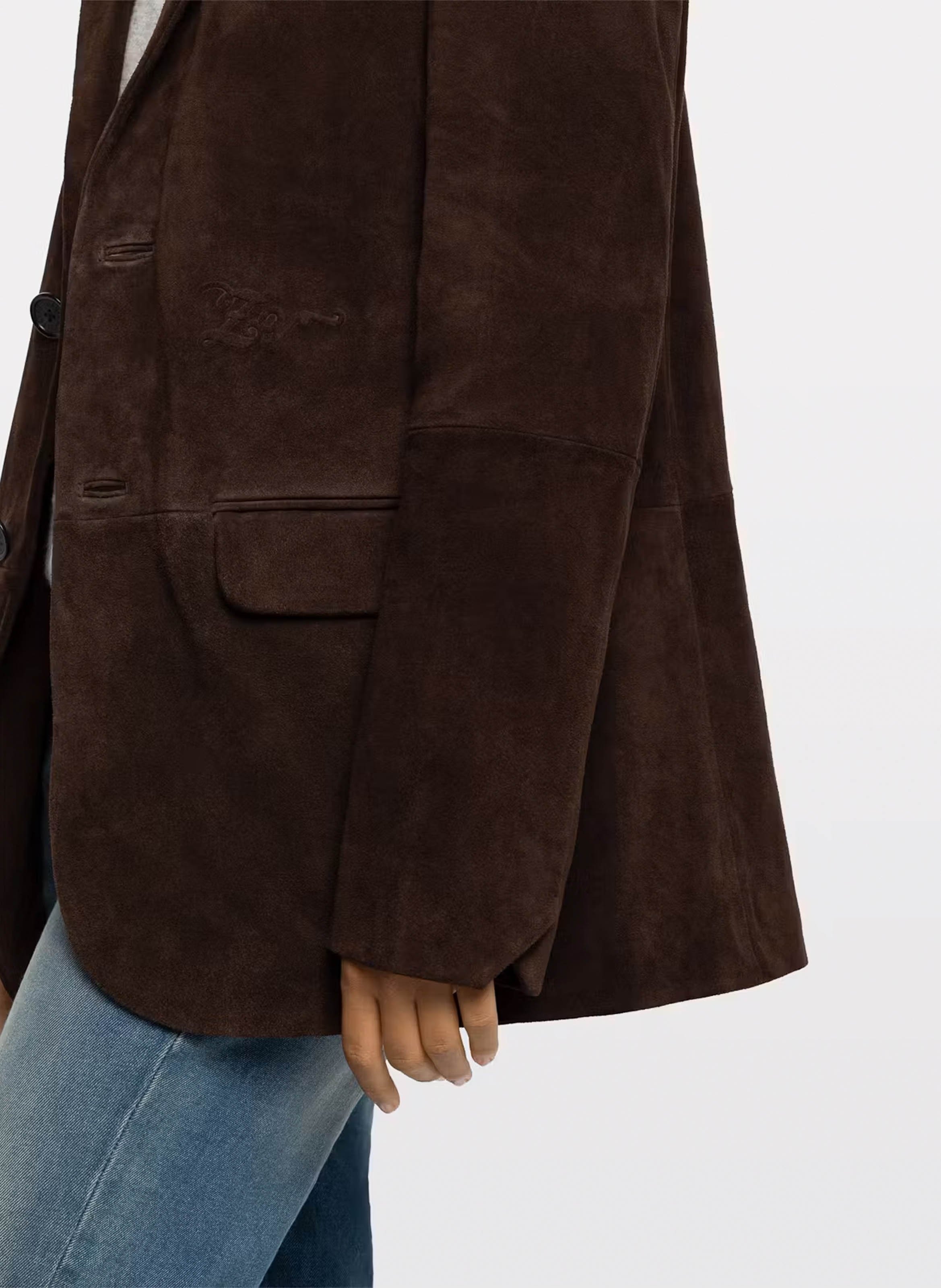 Weit geschnittene Blazerjacke aus Veloursleder ZADIG&VOLTAIRE Braun