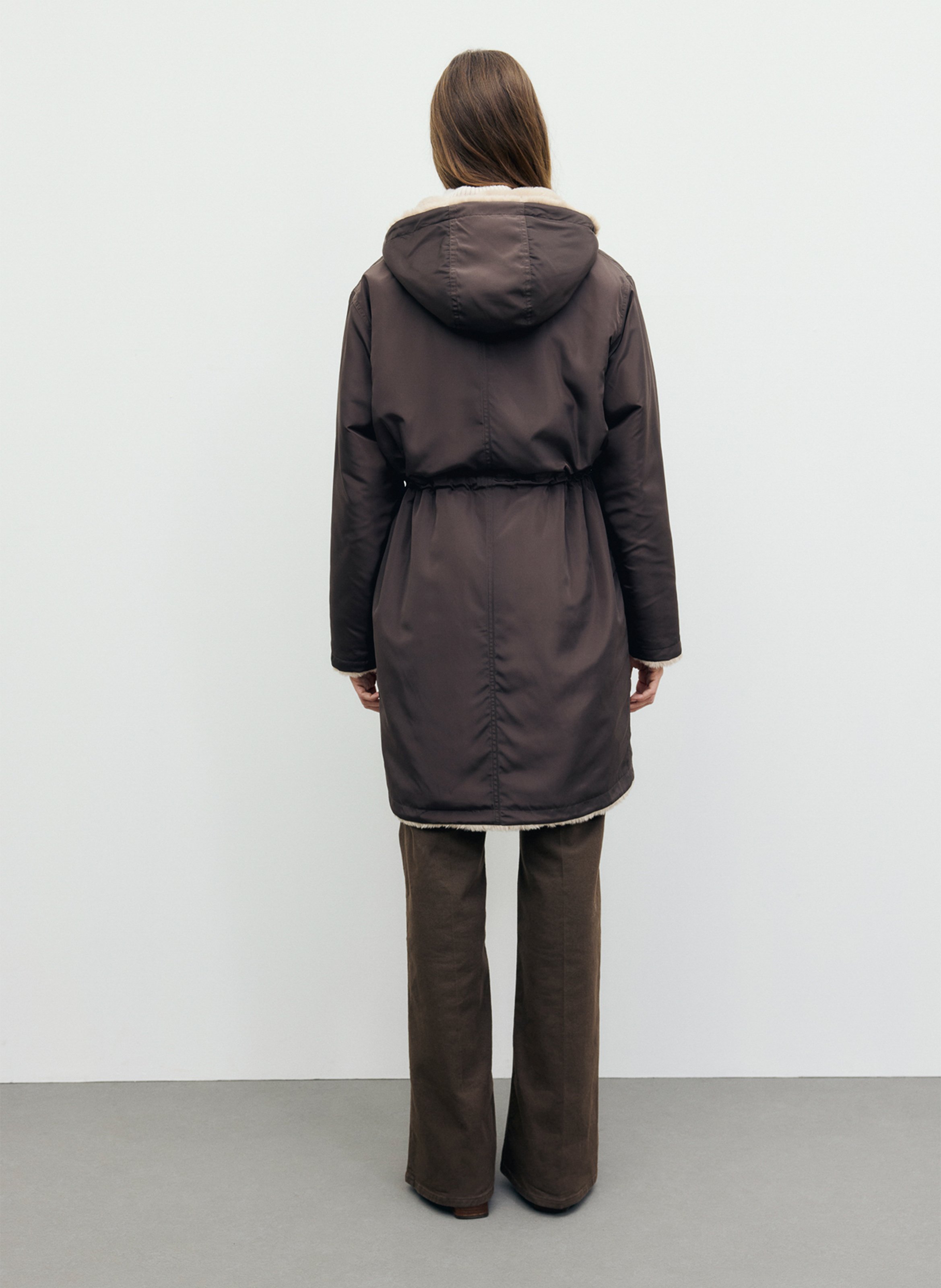 Reversible hooded fitted parka GERARD DAREL Brown