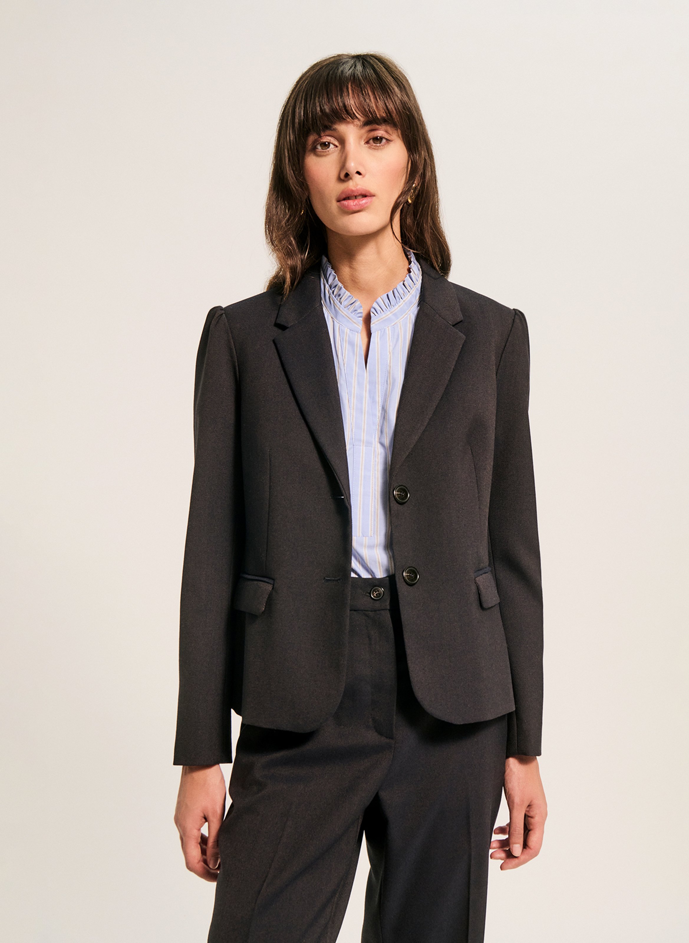 Blazer ajusté uni PABLO Marron
