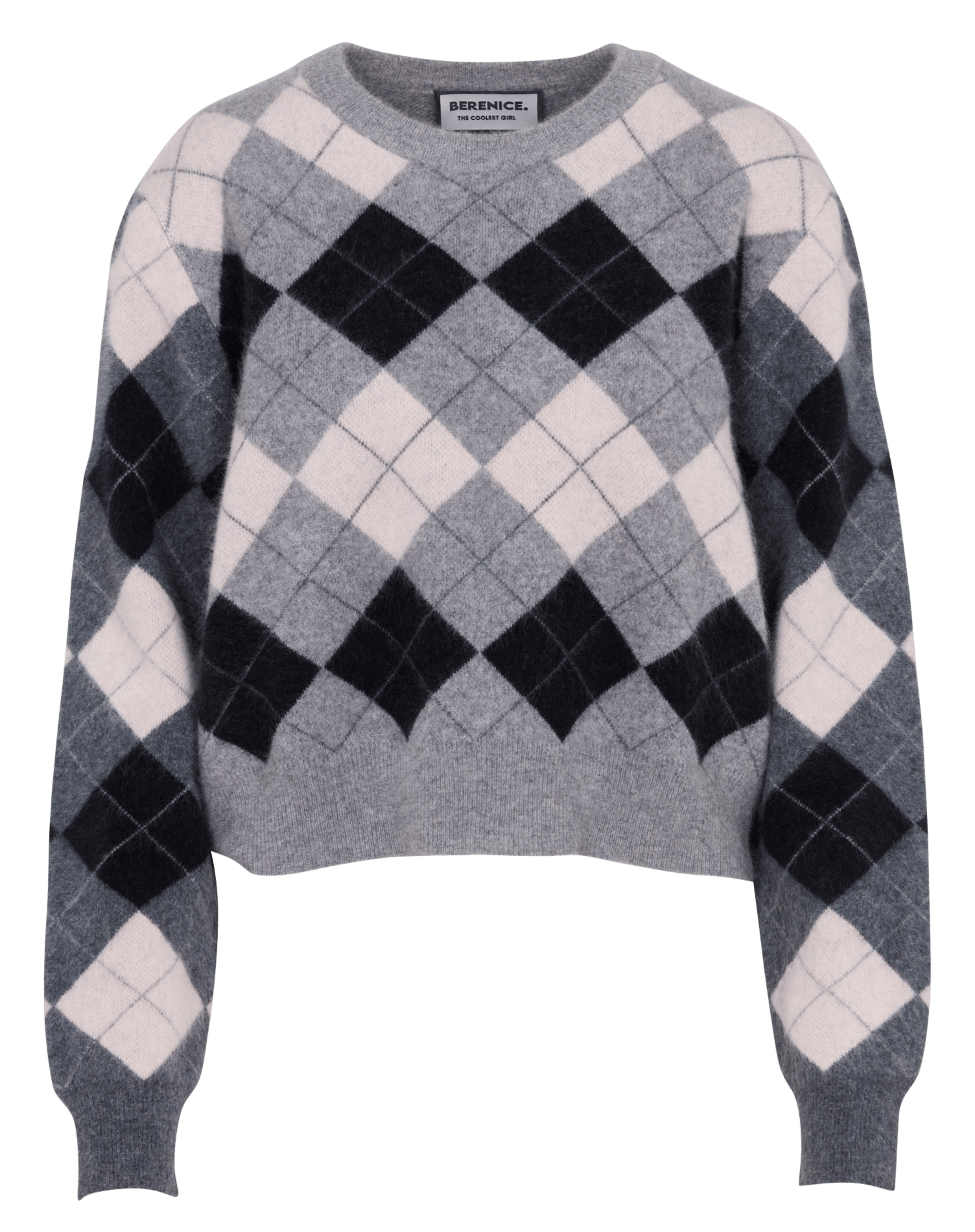 Gerader karierter Pullover aus Wolle BERENICE Rosa
