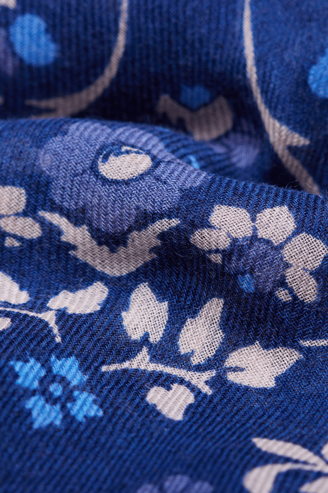 Haddock wool and silk printed scarf MAISON LECOMTE FLAMENT Blue